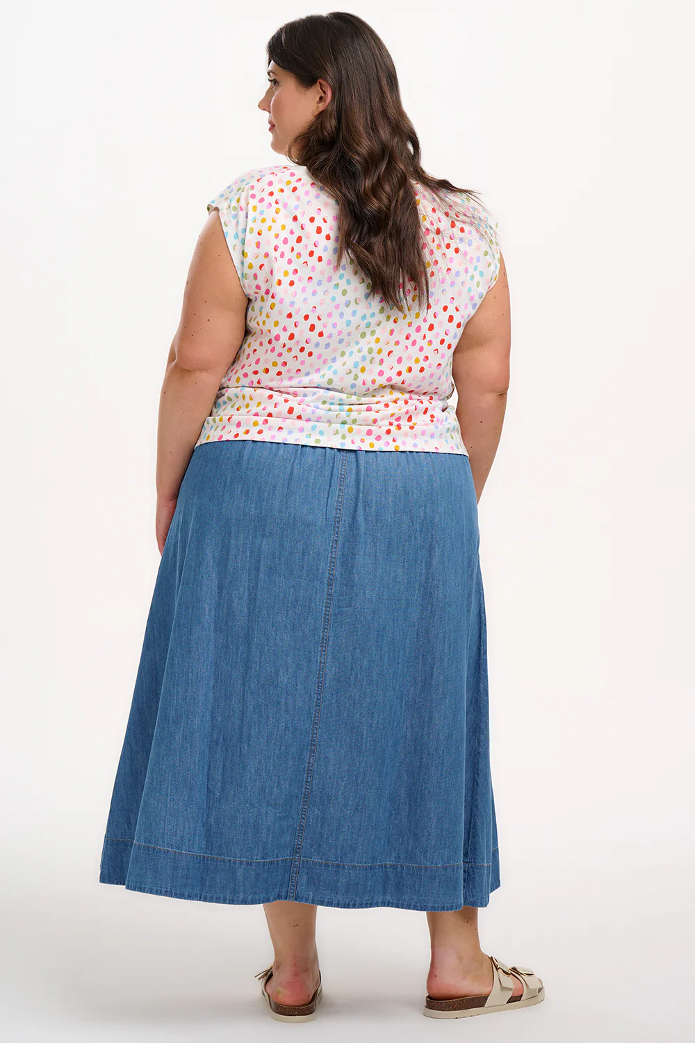 Ariana V-Neck Tank T-Shirt - White, Rainbow Pebbles - Image 5