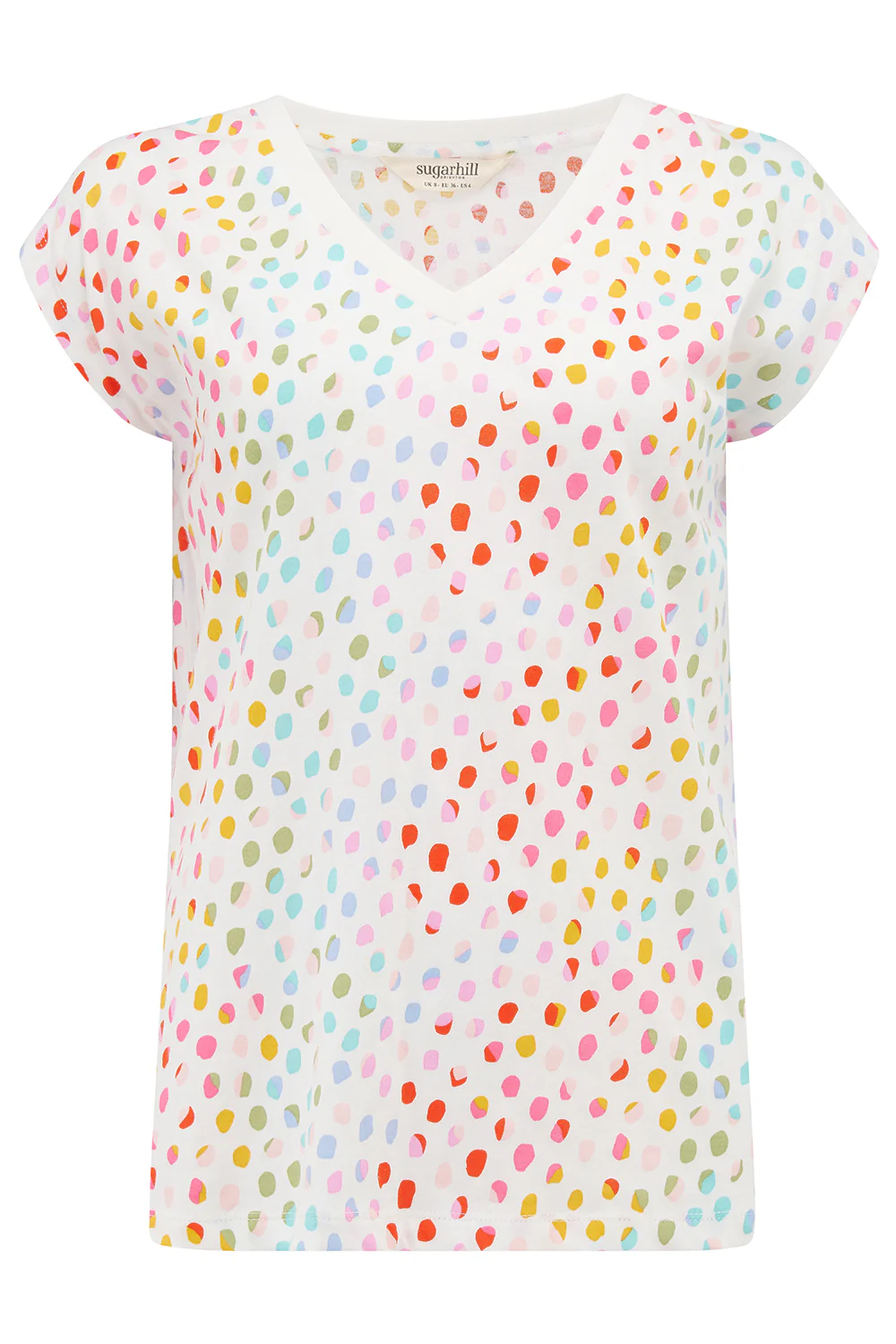 Ariana V-Neck Tank T-Shirt - White, Rainbow Pebbles - Image 8