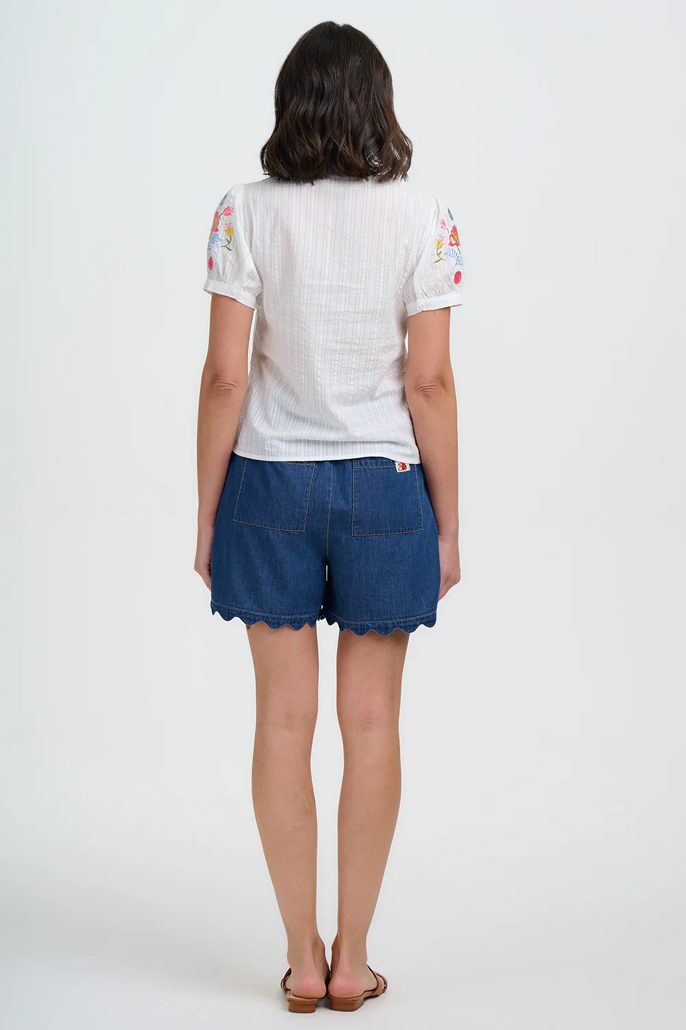 Adaline Bow Top - Off White, Folk Floral - Image 7