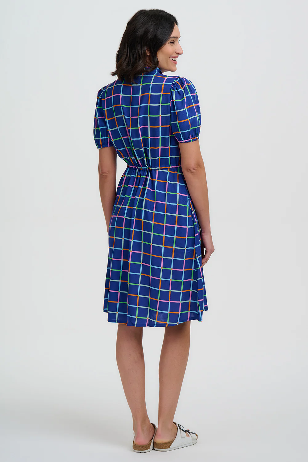 Salma Mini Shirt Dress - Blue, Matchstick Check - Image 6