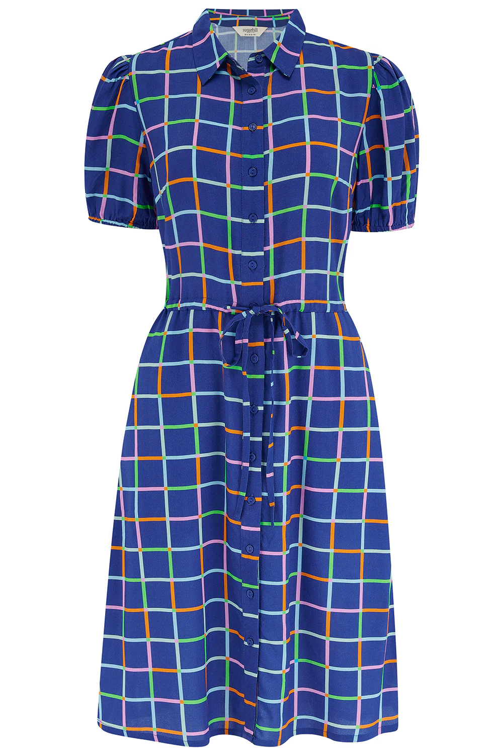 Salma Mini Shirt Dress - Blue, Matchstick Check - Image 7