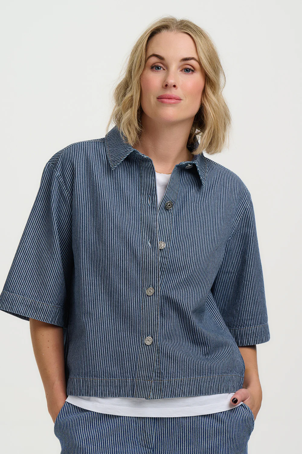 Amity Jacket - Blue Stripe Denim - Image 3