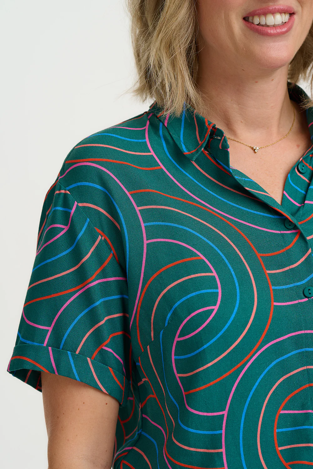 Andromeda Shirt - Green, Concentric Circles - Image 2