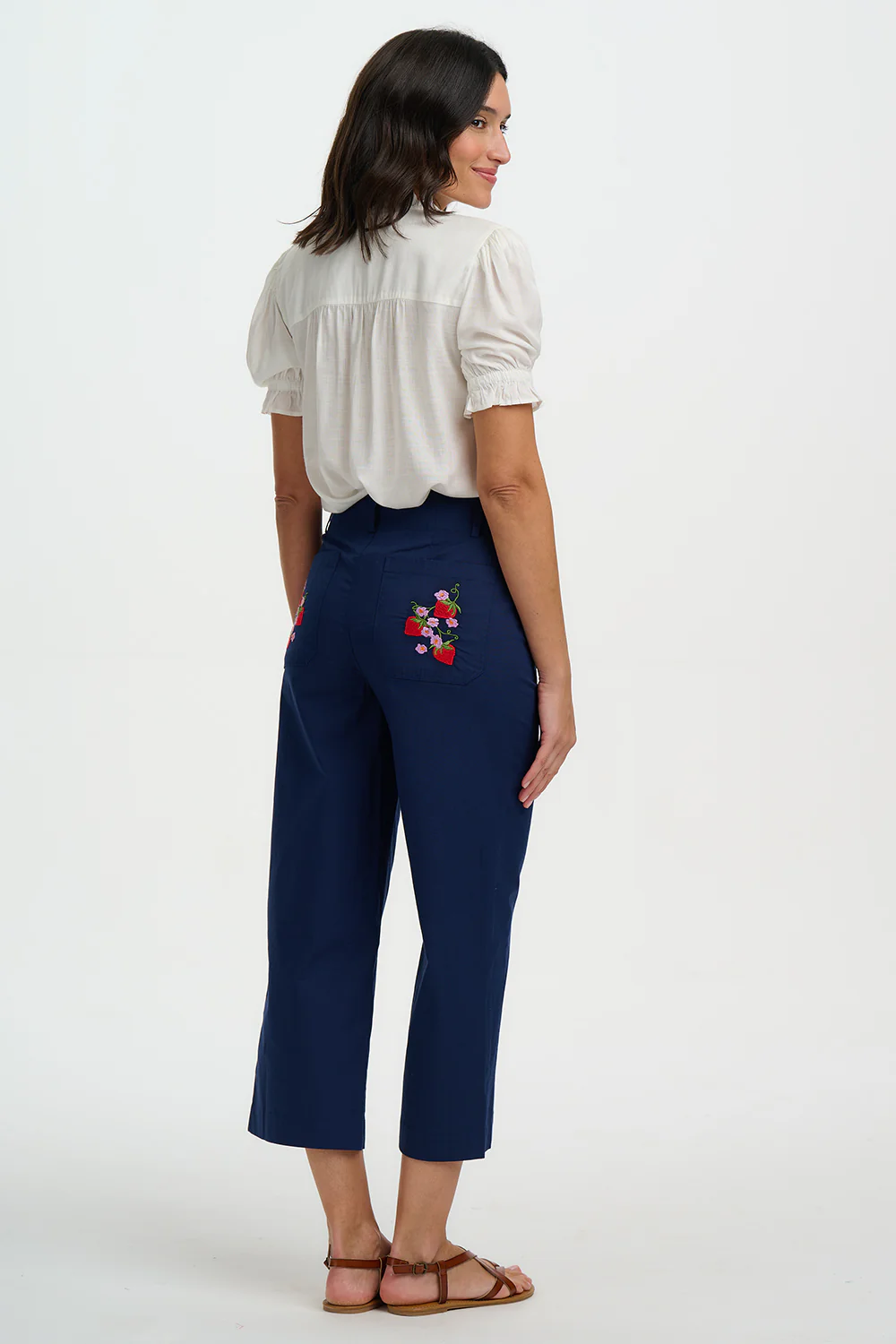 Angelique Shirred Top - Off White, Wild Strawberry - Image 5