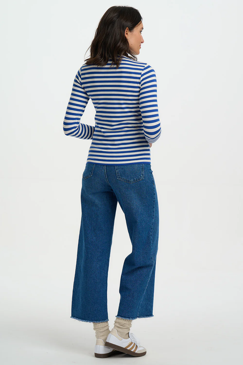 Annika Turtleneck Jersey Top - Off White/Blue, Cherry - Image 5