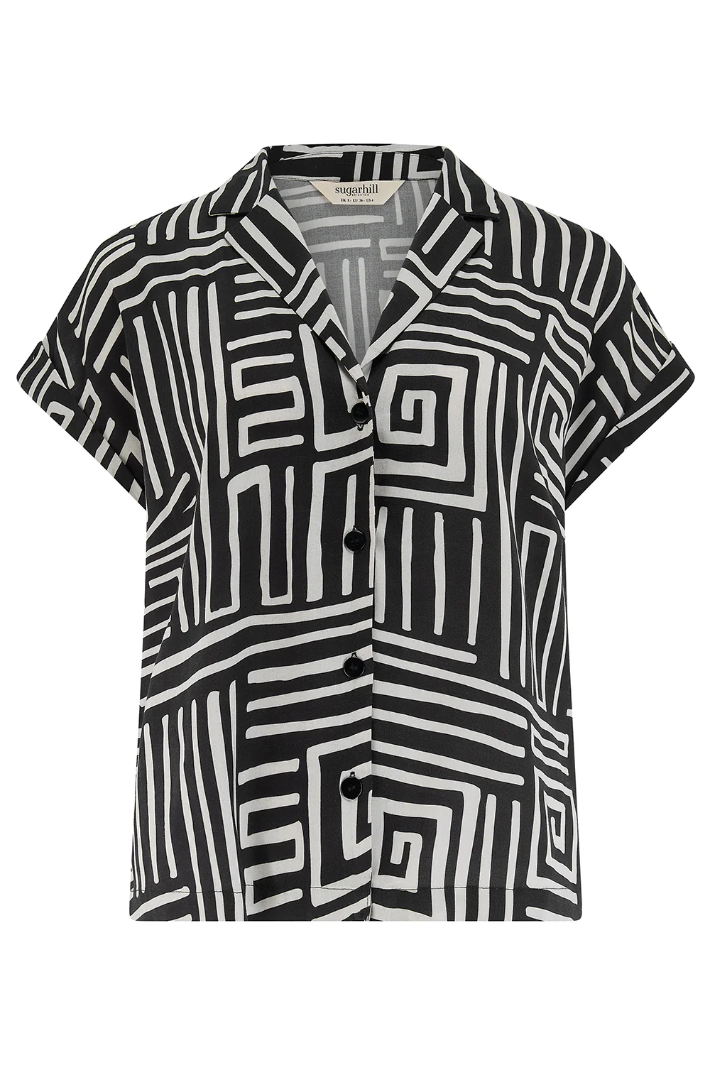 Aria Shirt - Black & White, Monochrome Maze - Image 6