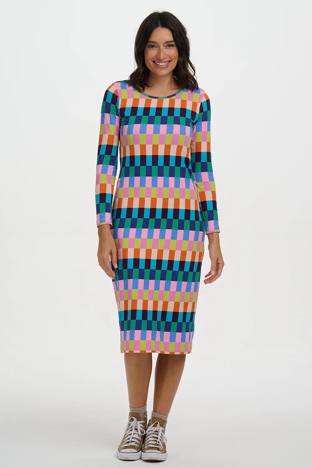 Ariella Jersey Midi Dress - Multi, Puzzle Stripe - Image 3