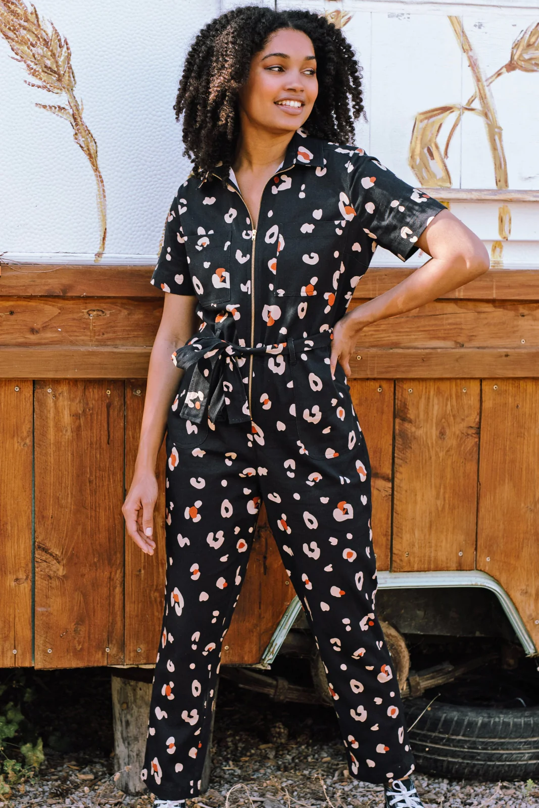 Billy Boilersuit - Black & Tan, Leopard Print - Image 5