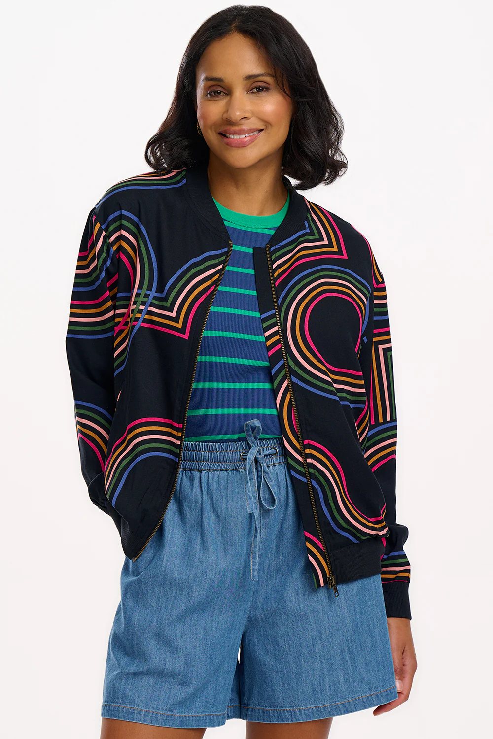 Bobbi Bomber Jacket - Black, Retro Racer - Image 2