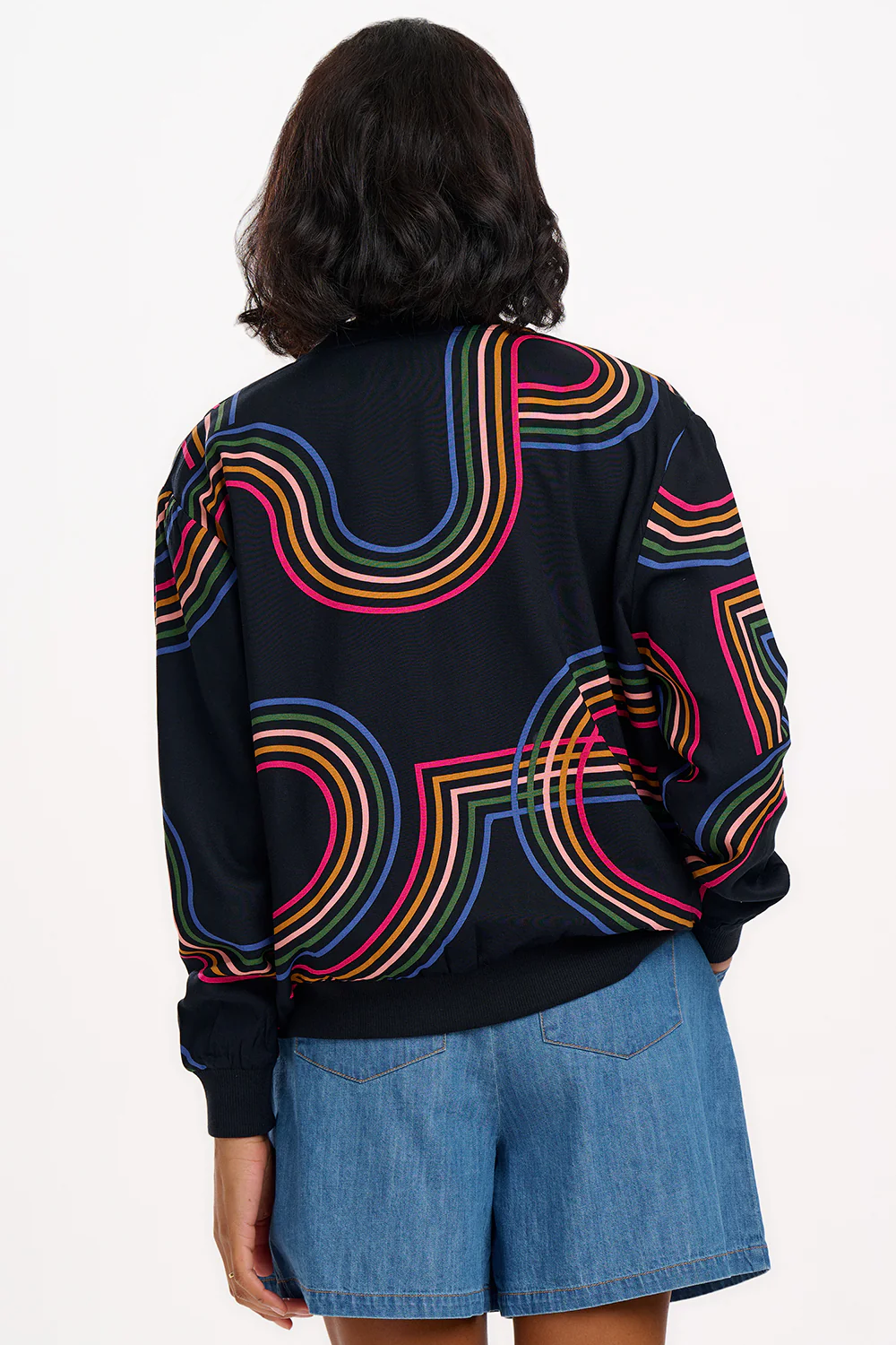 Bobbi Bomber Jacket - Black, Retro Racer - Image 3