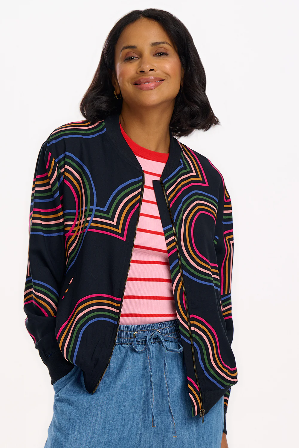 Bobbi Bomber Jacket - Black, Retro Racer - Image 4