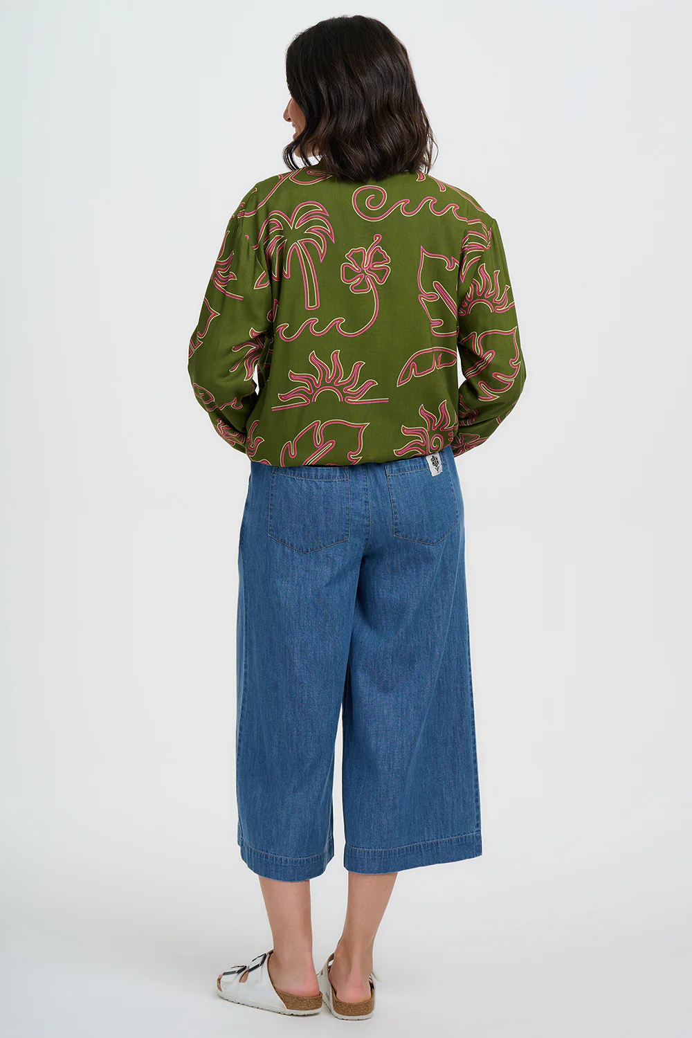 Bobbi Bomber Jacket - Khaki, Tropical Line Drawing - Image 5