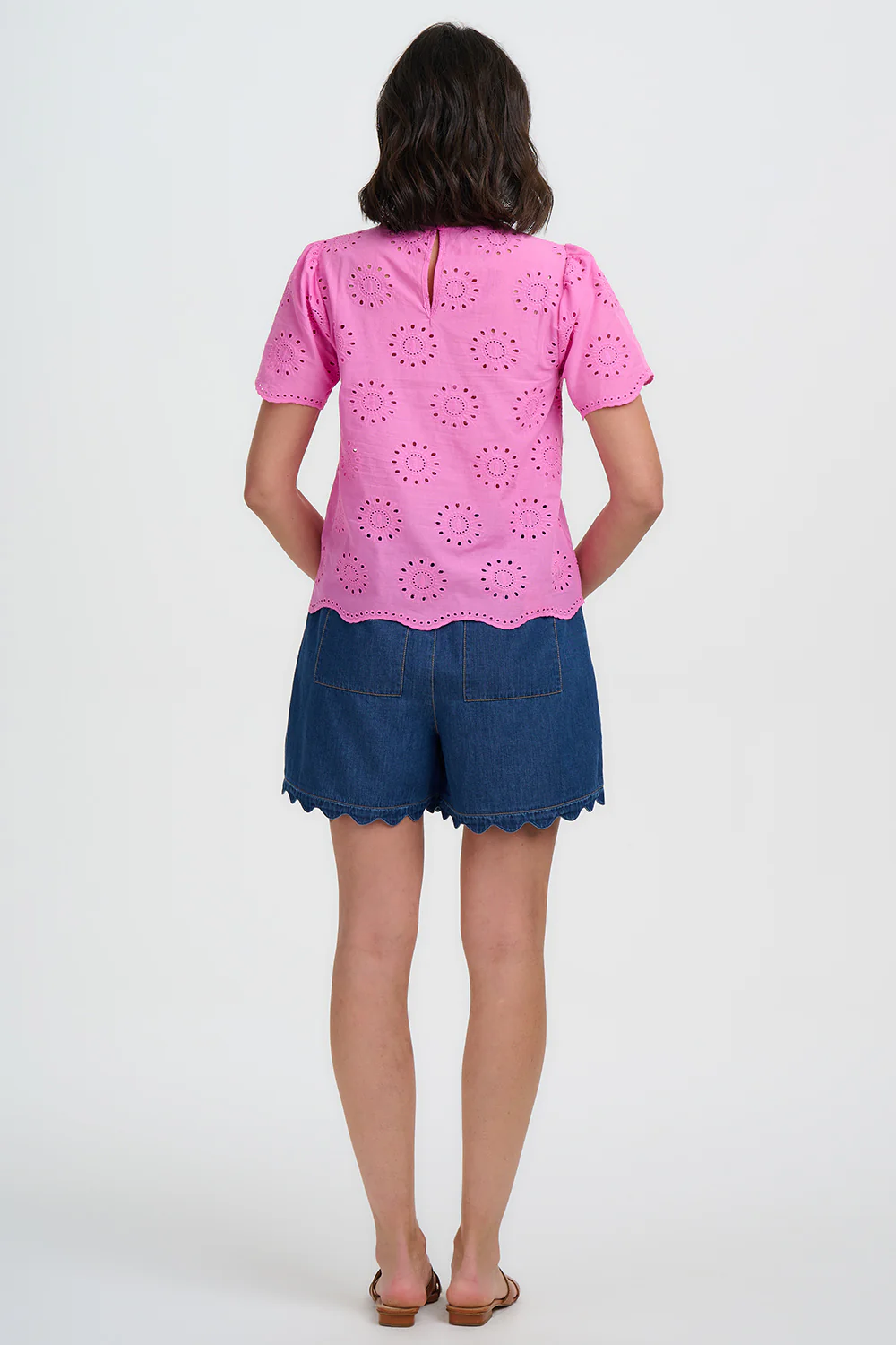 Bonita Broderie Anglaise Top - Pink - Image 4