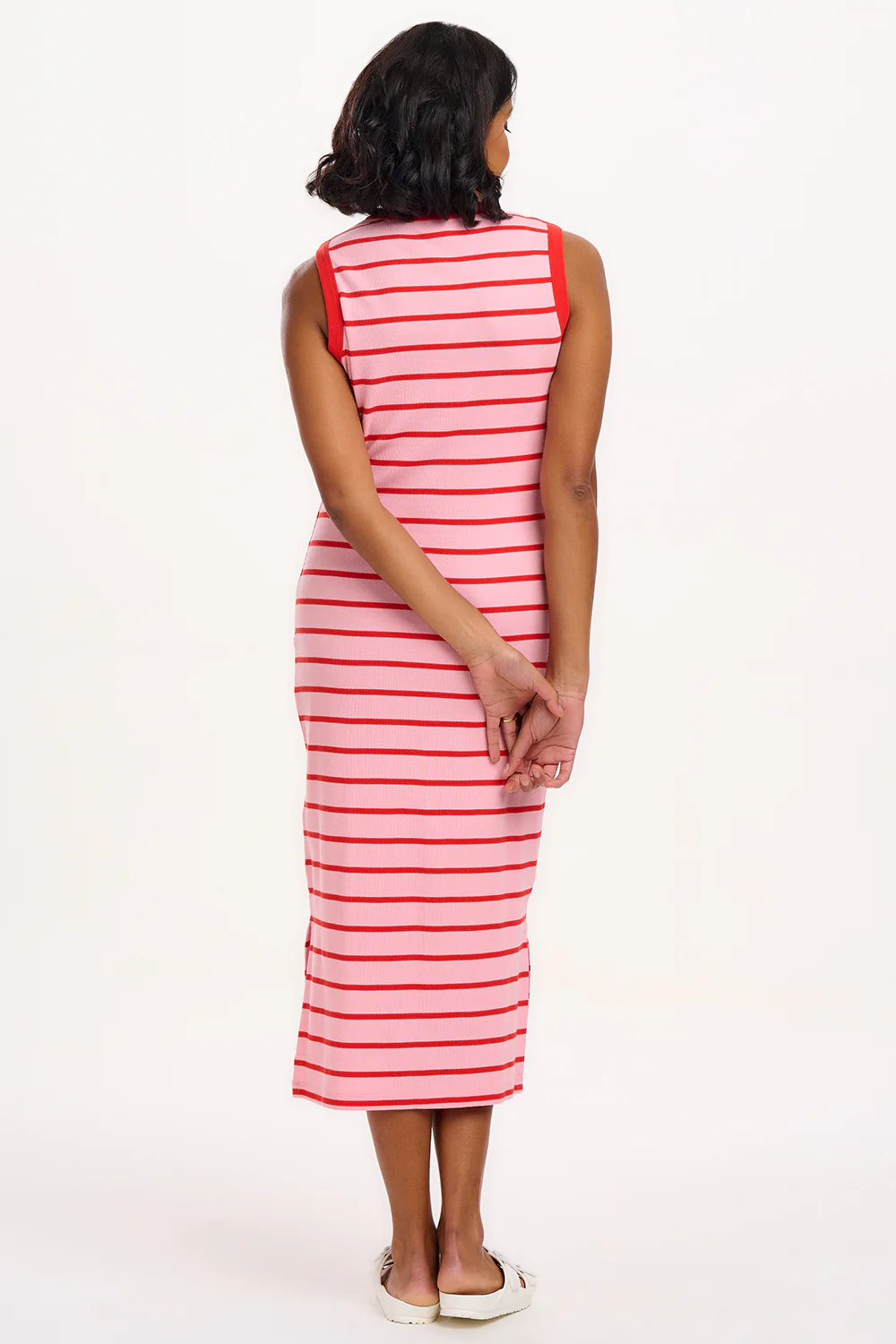Brittany Midi Jersey Dress - Pink/Red Stripes - Image 3