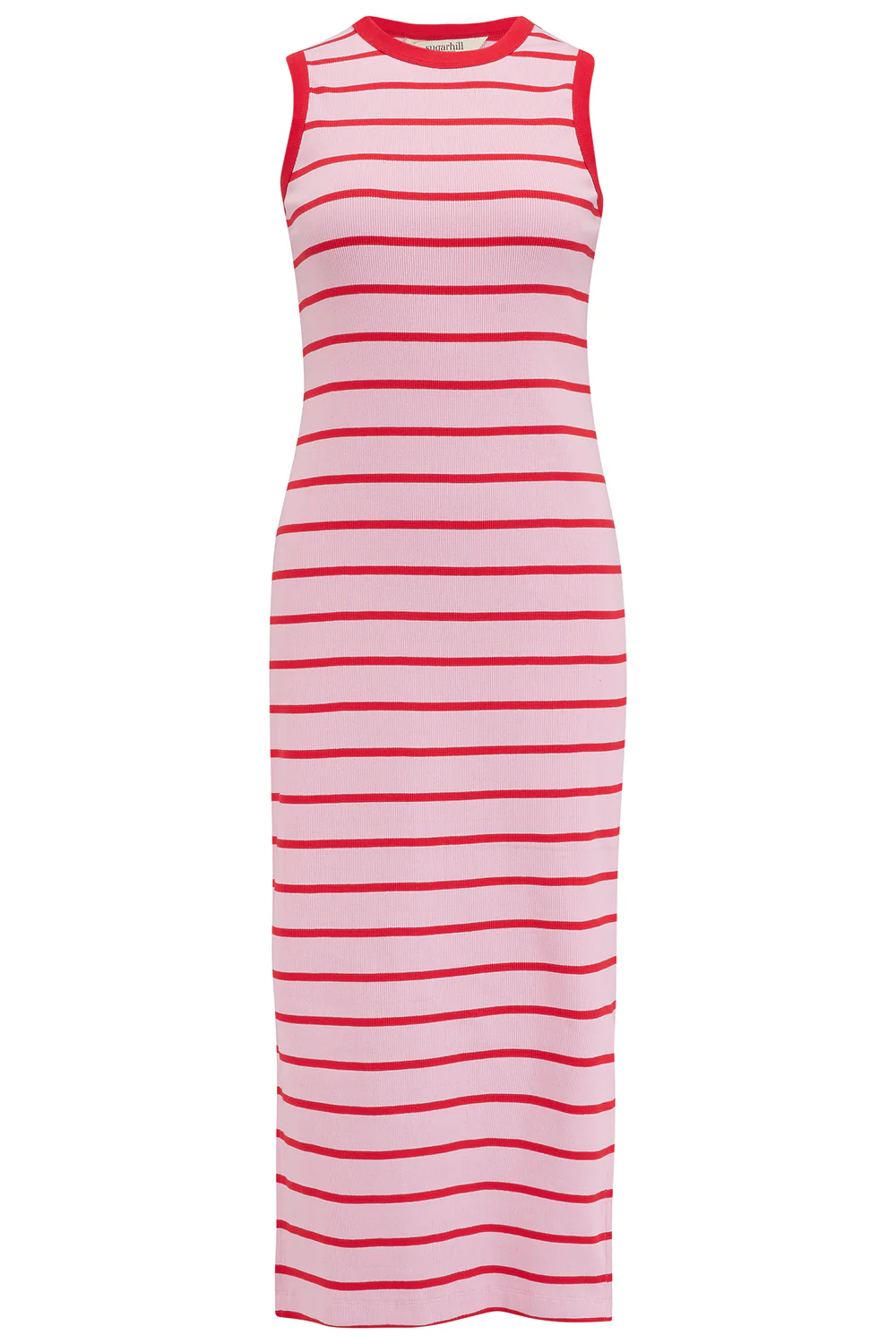 Brittany Midi Jersey Dress - Pink/Red Stripes - Image 5