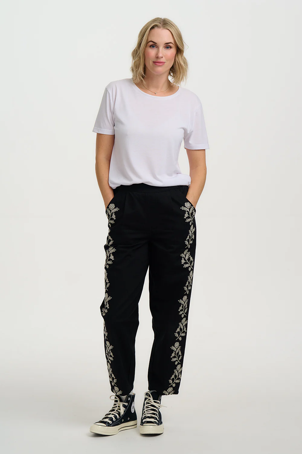 Calista Trousers - Black, Ecru Floral - Image 4