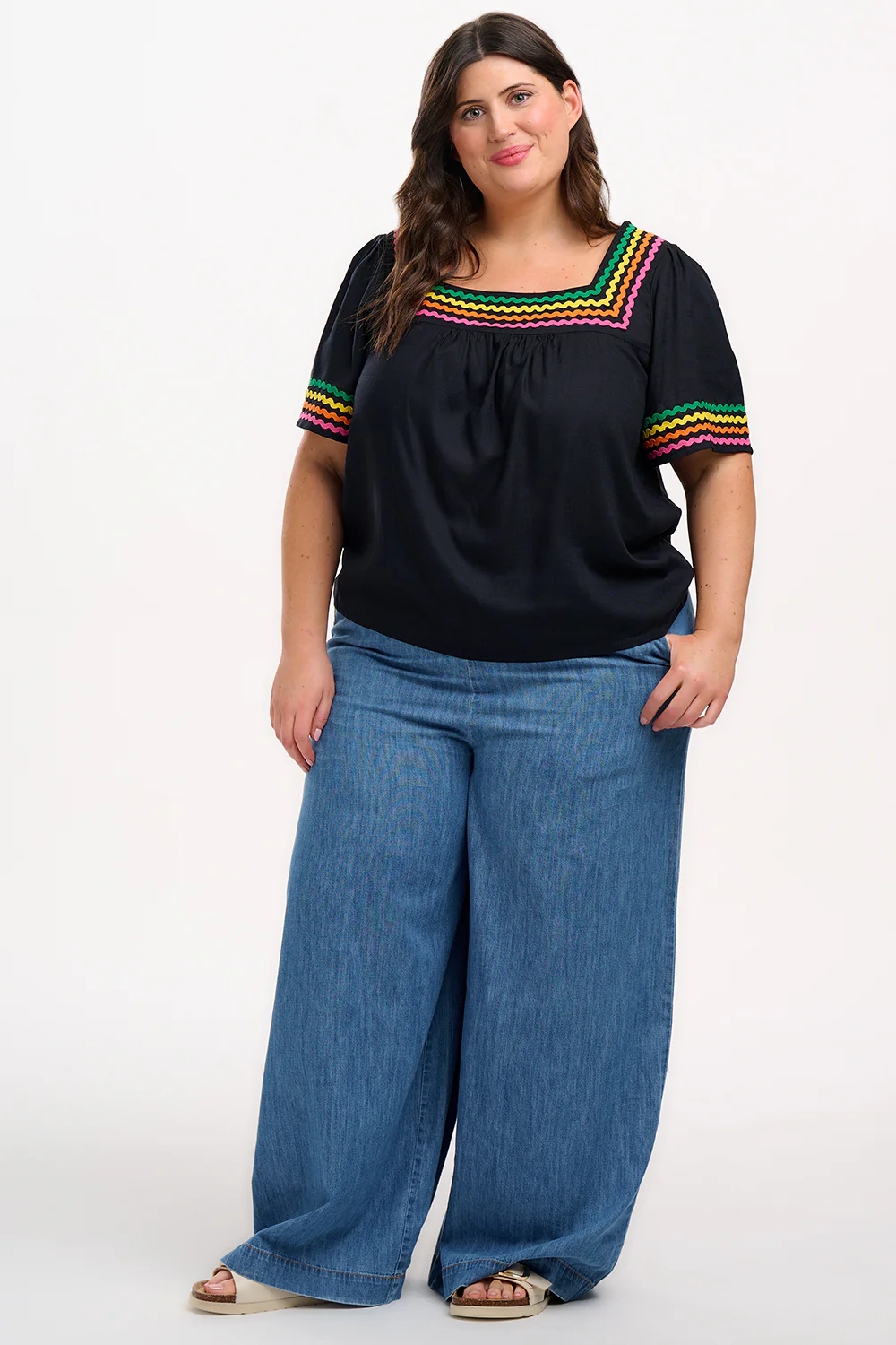 Carmen Top - Black, Rainbow Ric Rac - Image 4