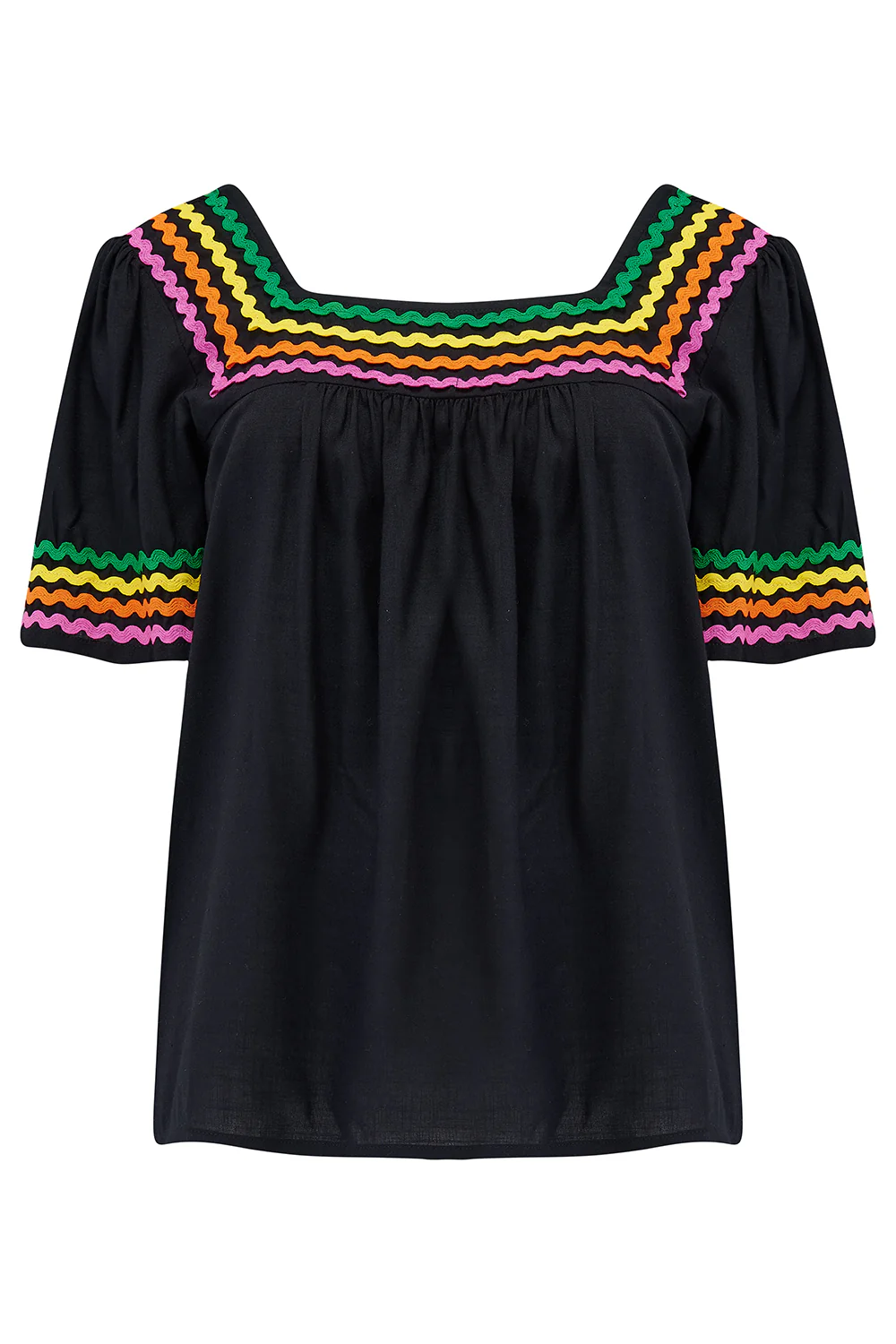 Carmen Top - Black, Rainbow Ric Rac - Image 8