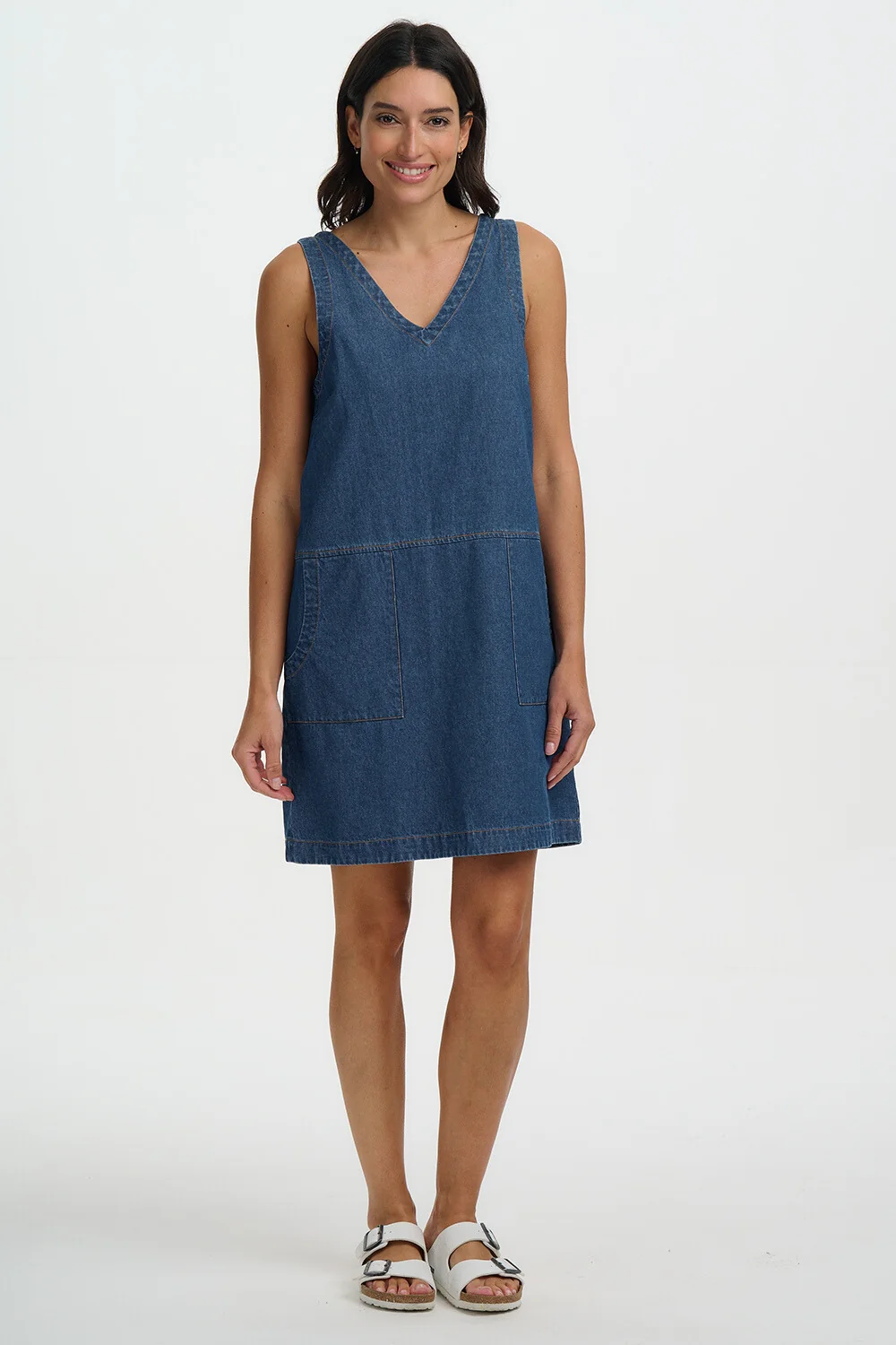 Cecil Tunic Dress - Mid Blue Denim - Image 4