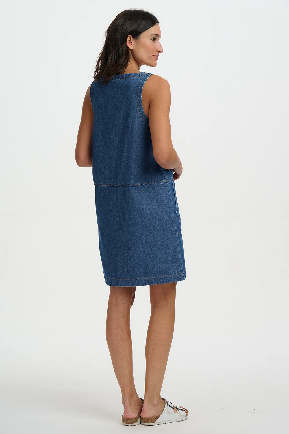 Cecil Tunic Dress - Mid Blue Denim - Image 5