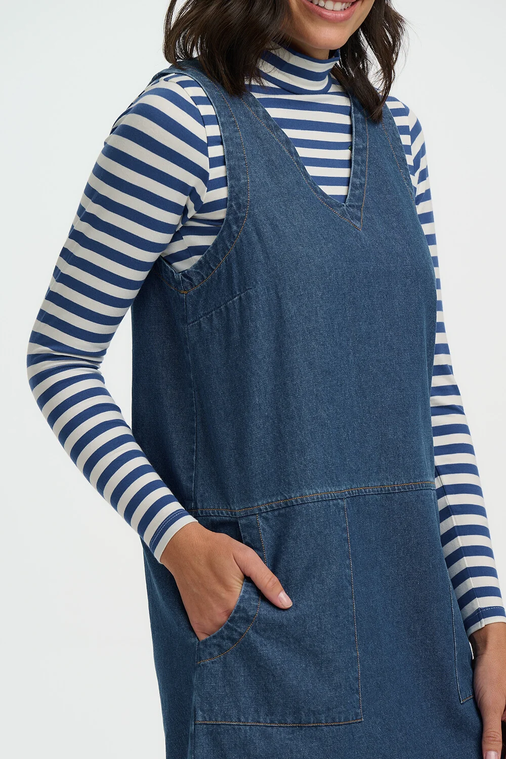 Cecil Tunic Dress - Mid Blue Denim - Image 6