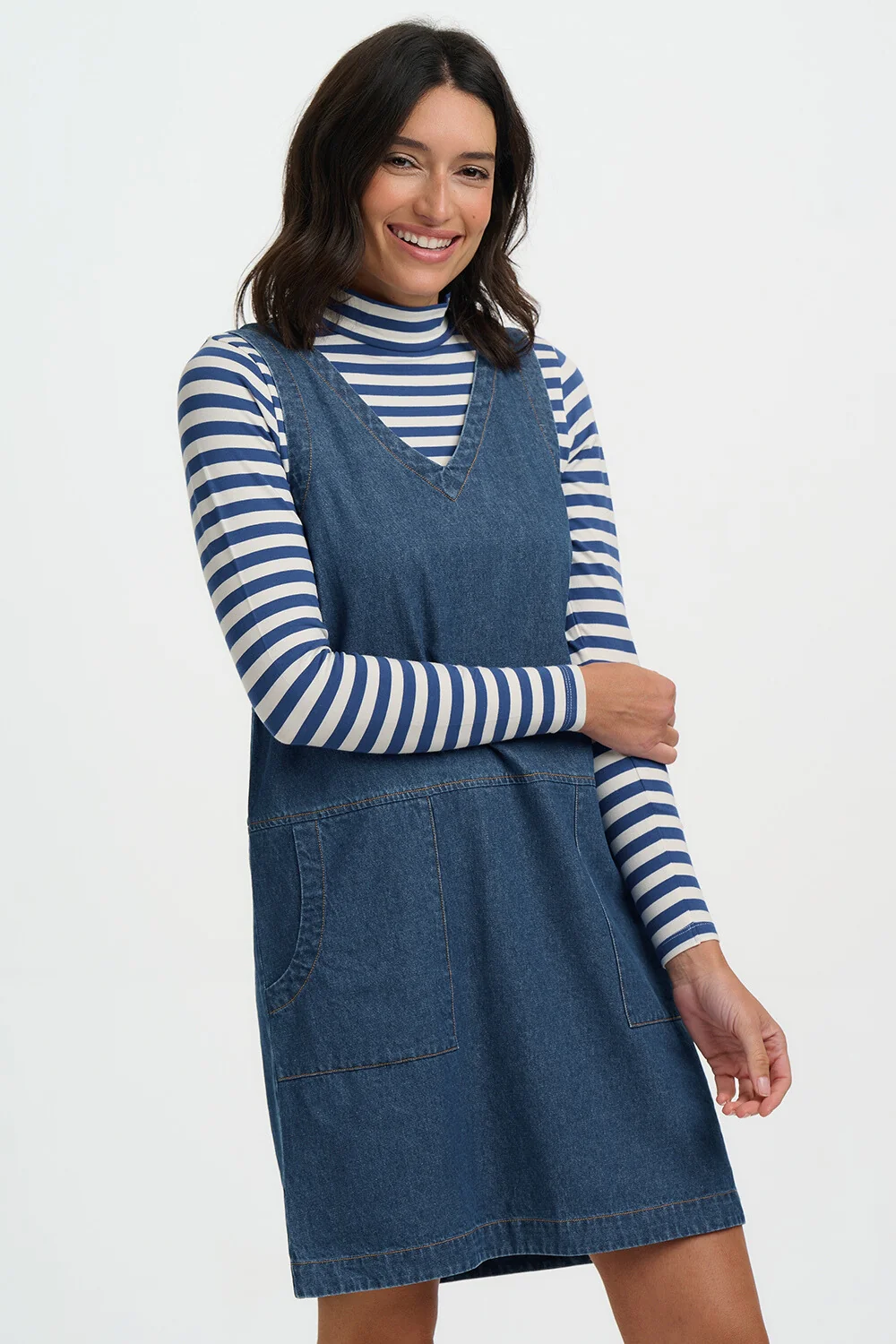 Cecil Tunic Dress - Mid Blue Denim - Image 7