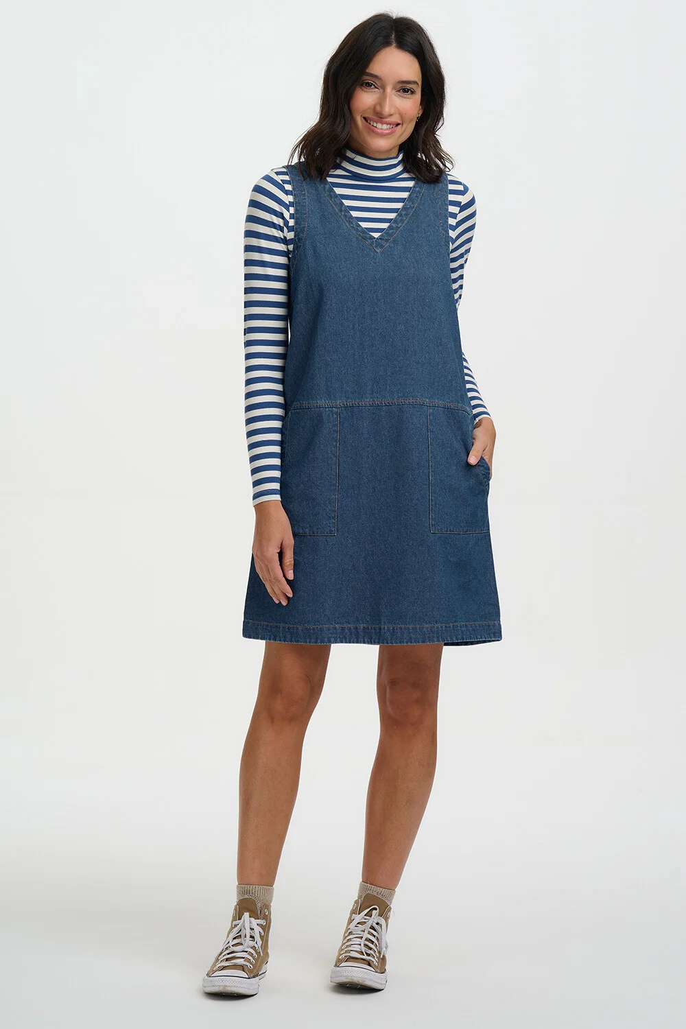 Cecil Tunic Dress - Mid Blue Denim - Image 8
