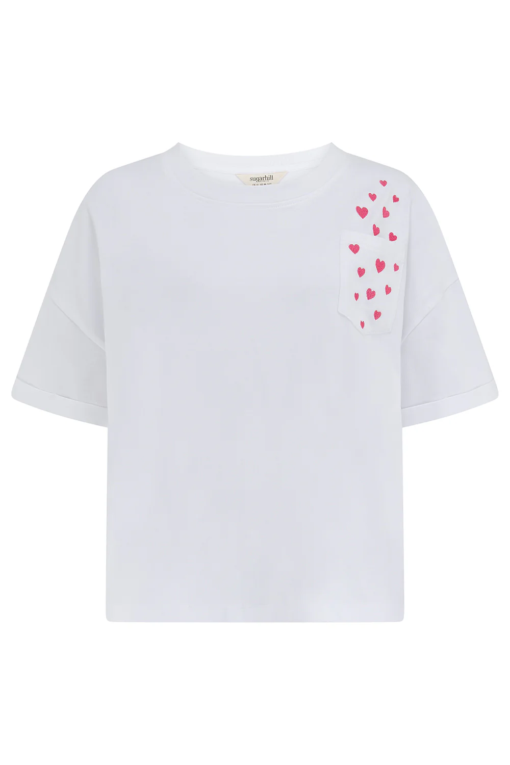 Celia Heavy-Weight T-Shirt - White, Pocket Hearts - Image 6