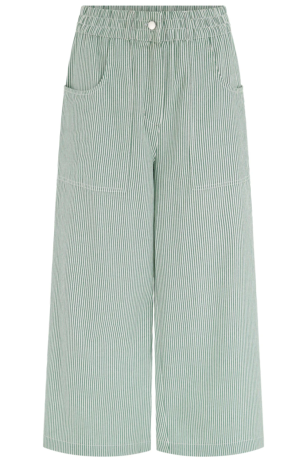 Charlene Cropped Trousers - Green/White, Narrow Stripe - Image 6