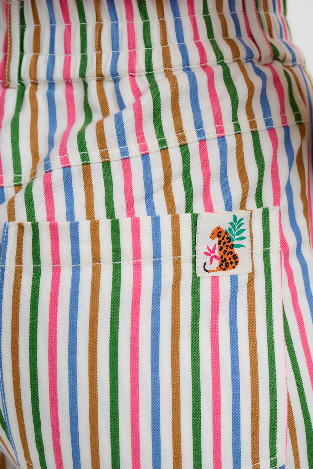 Charlene Cropped Trousers - Multi, Colourful Canvas Stripe - Image 4