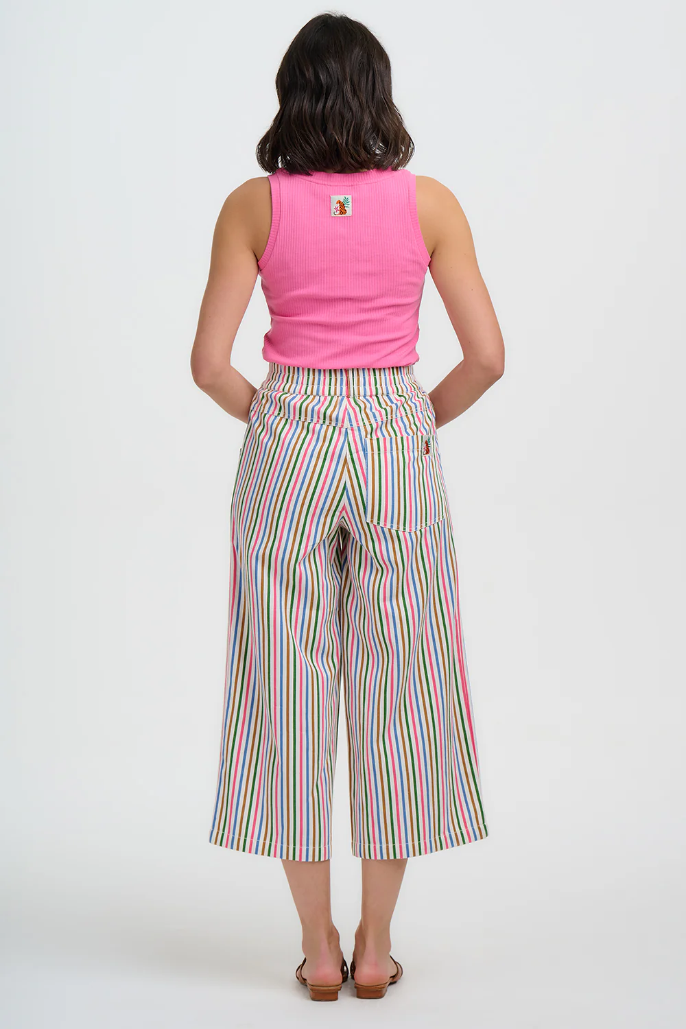 Charlene Cropped Trousers - Multi, Colourful Canvas Stripe - Image 5