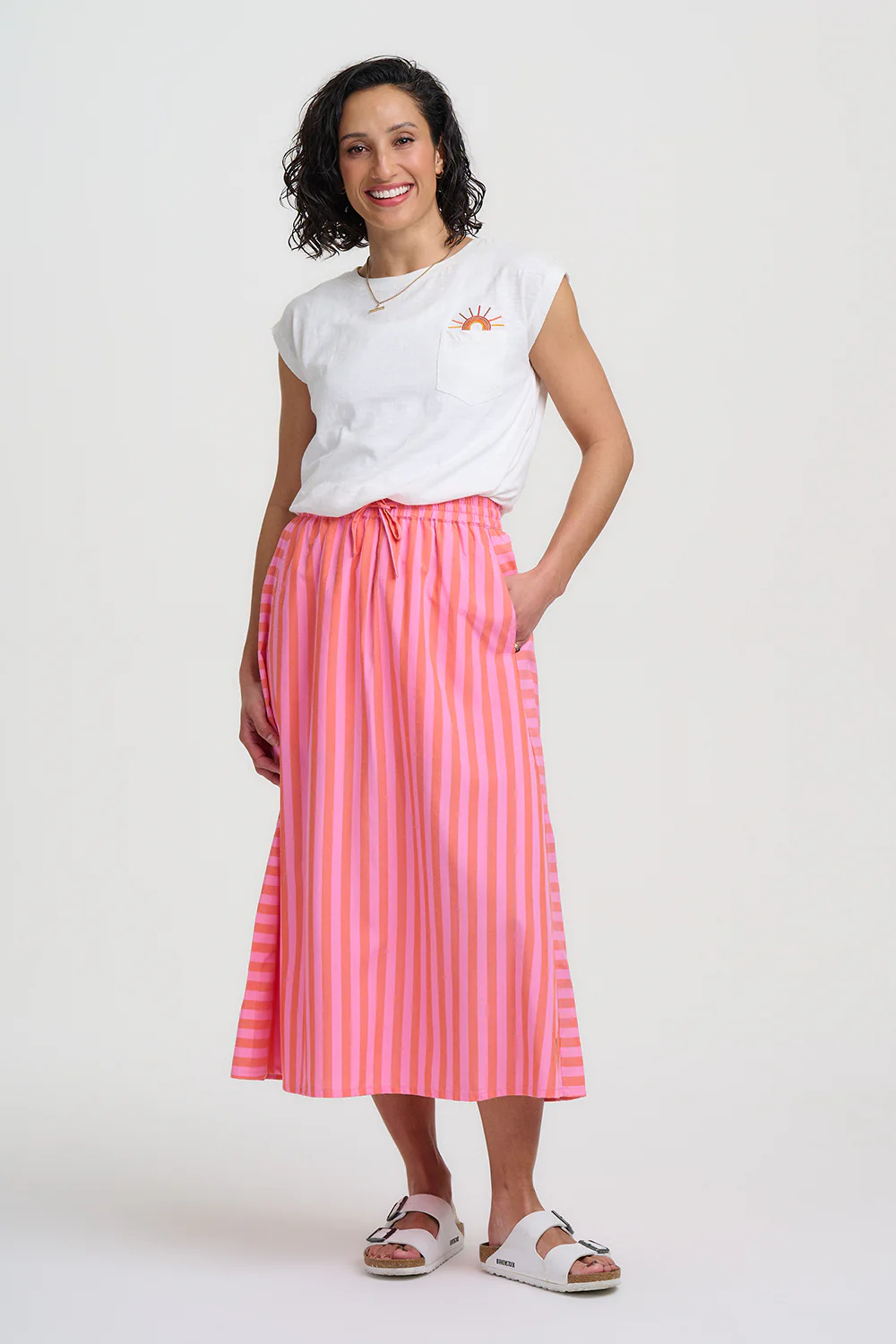 Chay Midi Skirt - Pink, Tropical Crush Stripe - Image 4
