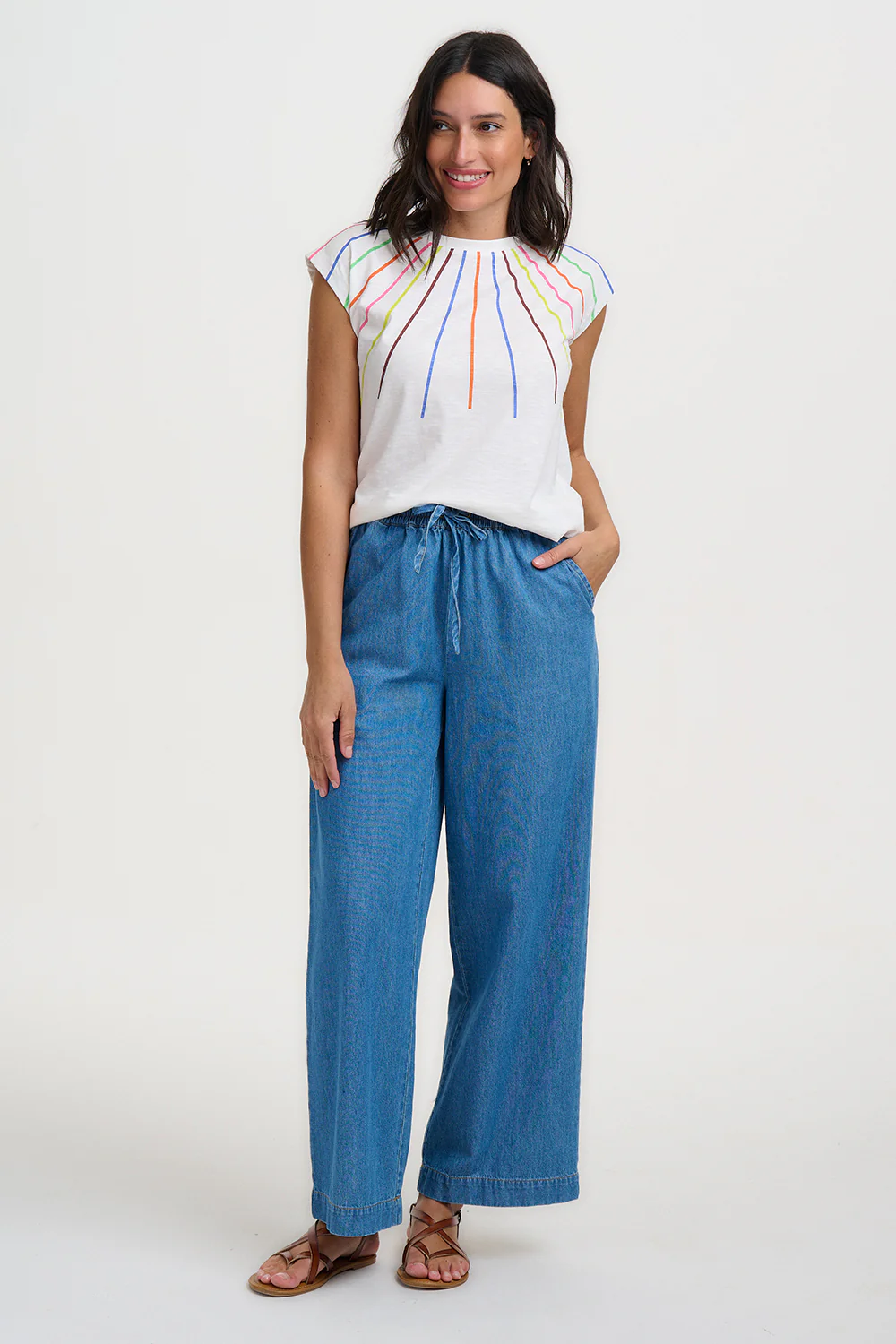 Roksanda Wide Leg Trousers - Mid Blue Denim - Image 4