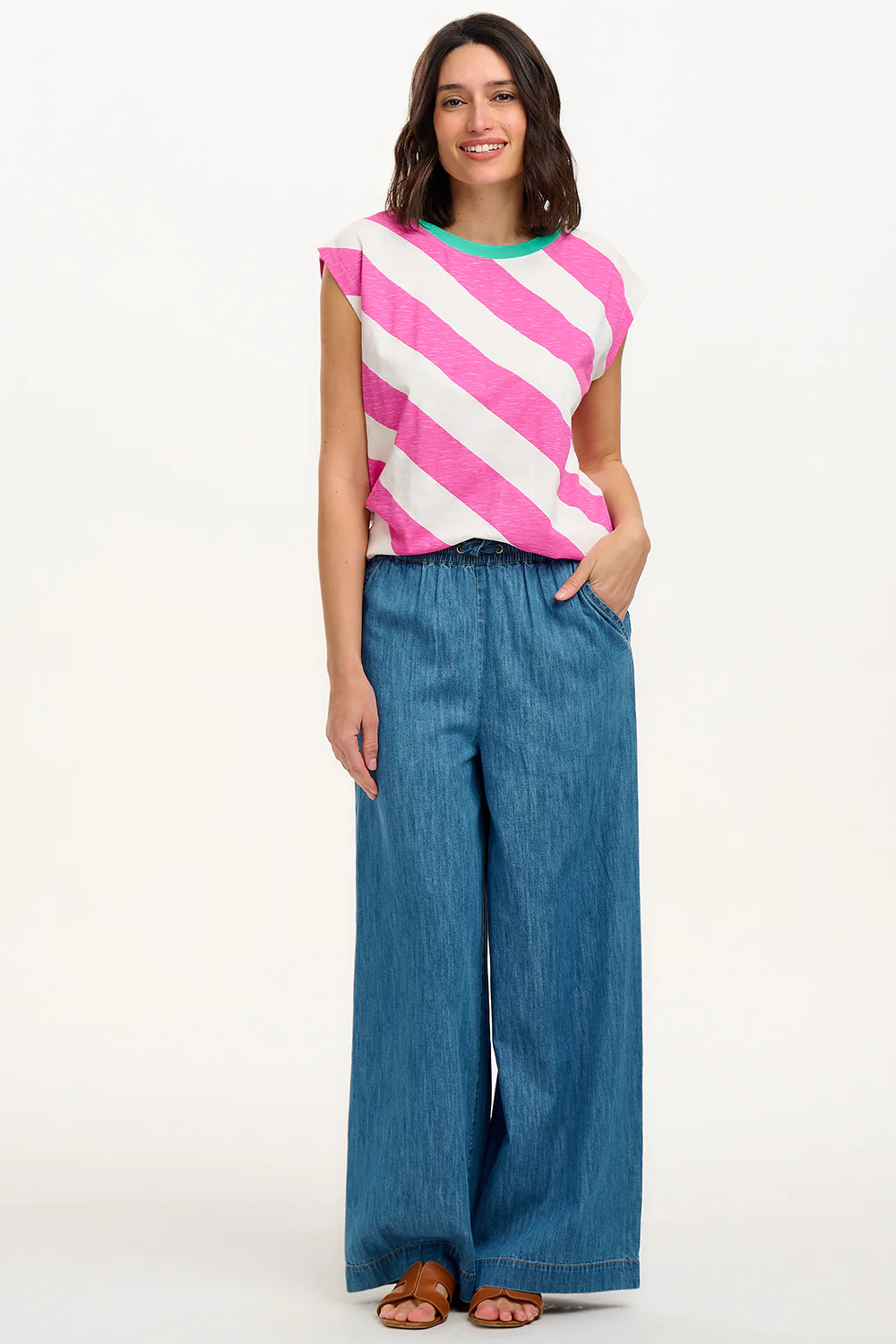 Chrissy Relaxed Tank T-Shirt - Off White/Pink, Brighton Rock - Image 6