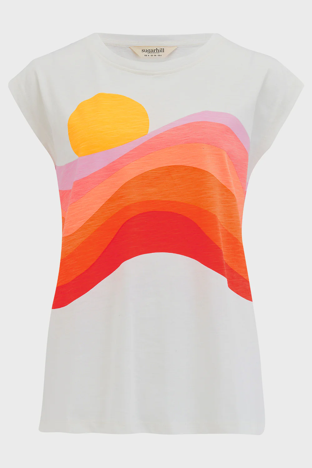 Chrissy Relaxed Tank T-Shirt - Off-White, Sunset Waves - Image 8