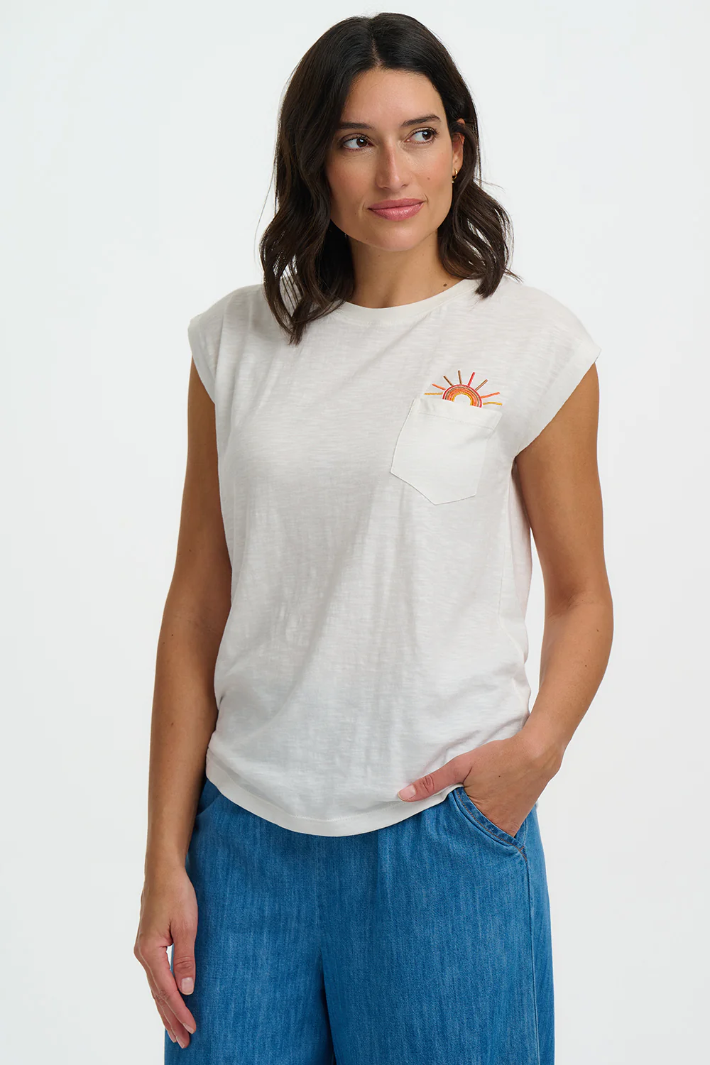 Chrissy Relaxed Tank T-Shirt - Off-White, Sunshine In My Pocket - Image 3