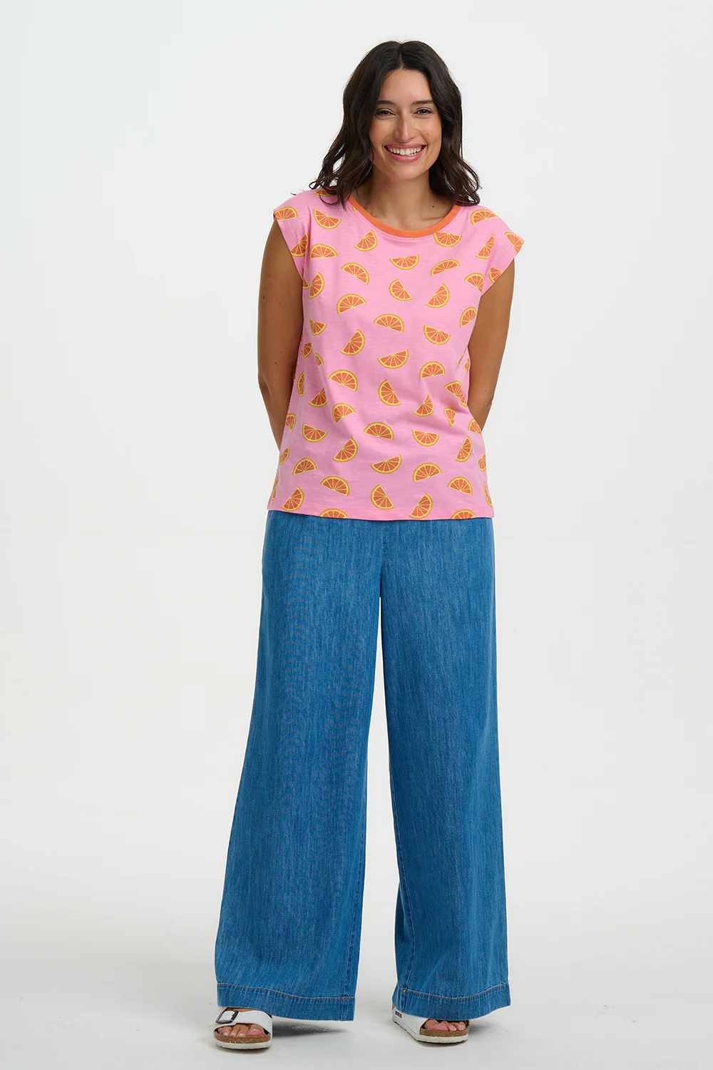 Chrissy Relaxed Tank T-Shirt - Pink, Oranges - Image 4