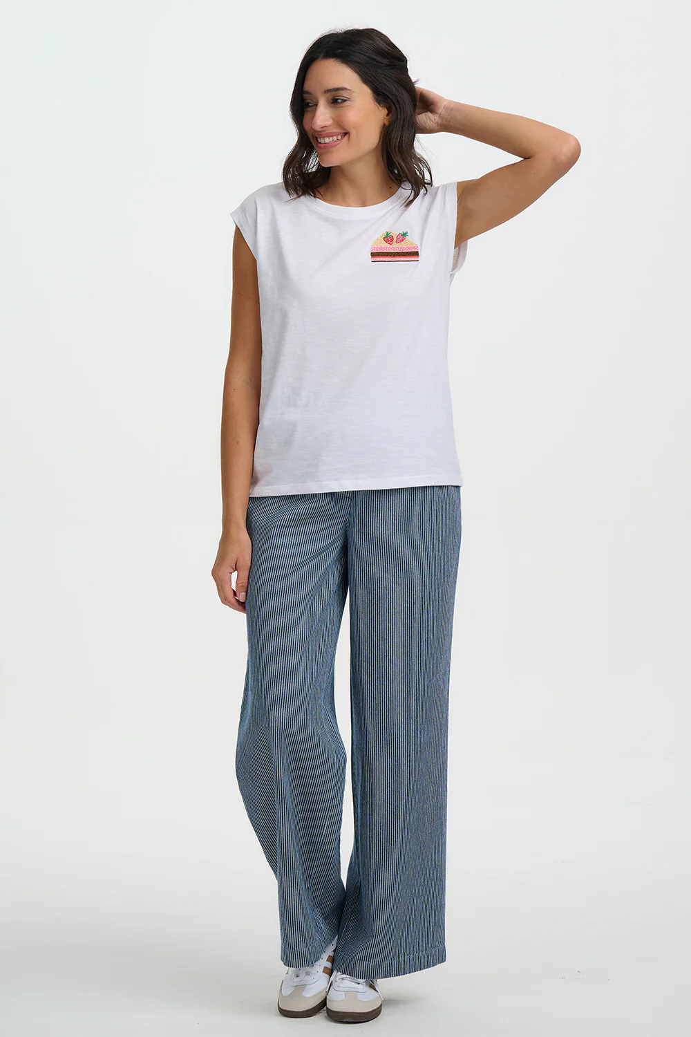 Chrissy Relaxed Tank T-Shirt - White, Cake - Image 3