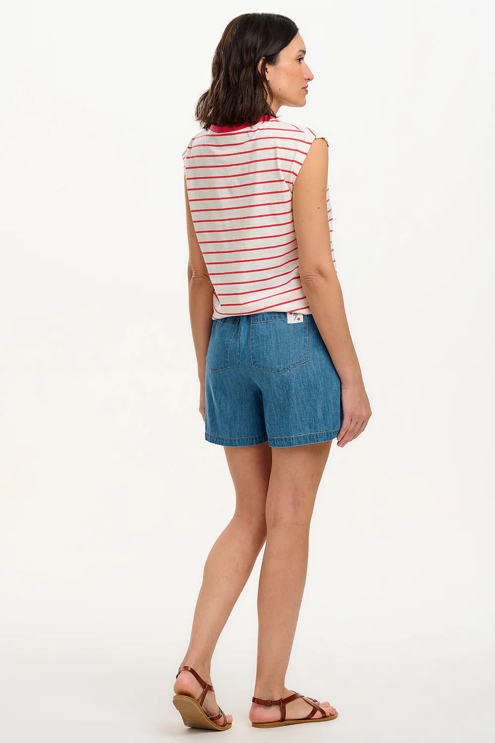 Chrissy Relaxed Tank T-Shirt - White, Red Stripe, Sunset - Image 7