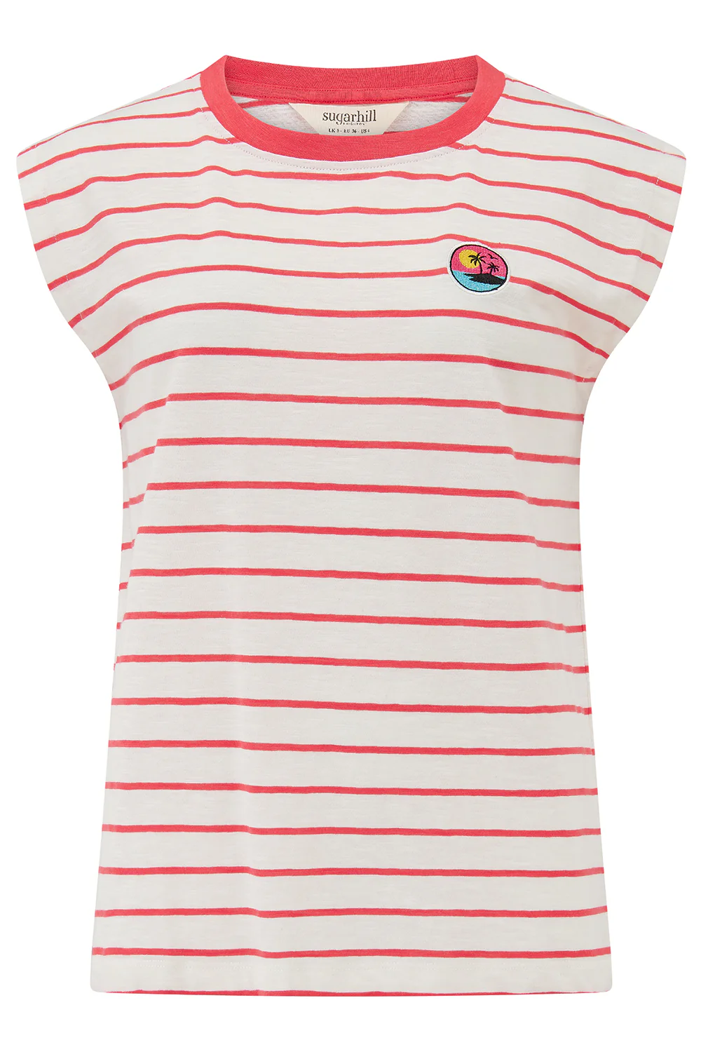 Chrissy Relaxed Tank T-Shirt - White, Red Stripe, Sunset - Image 8
