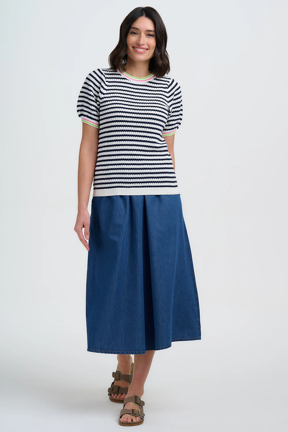 Coraline Knit Top - Off White/Navy, Nautical Stripe - Image 3