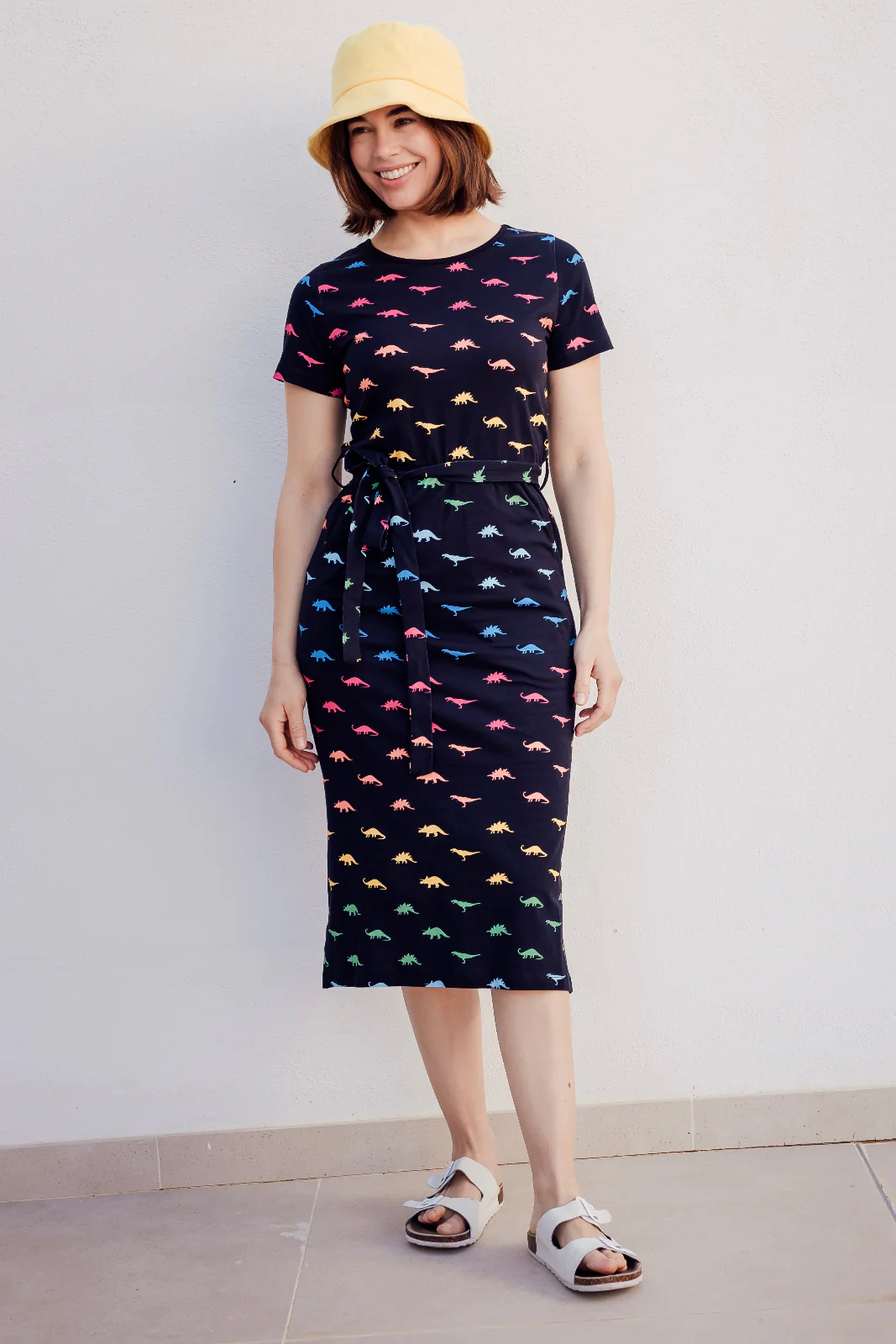Flissy Jersey Midi Dress - Black, Jurassic Jive Rainbow