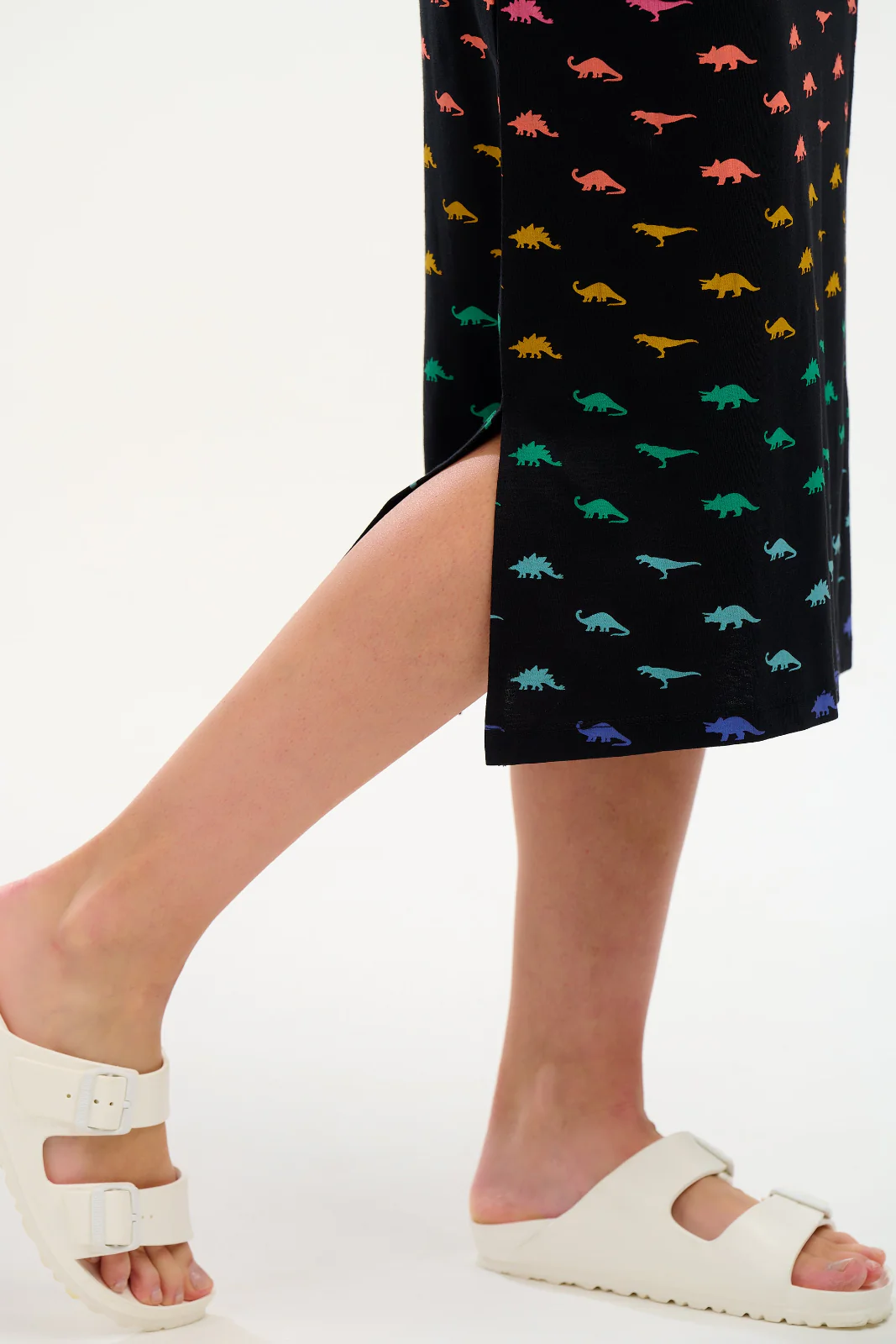 Flissy Jersey Midi Dress - Black, Jurassic Jive Rainbow - Image 3
