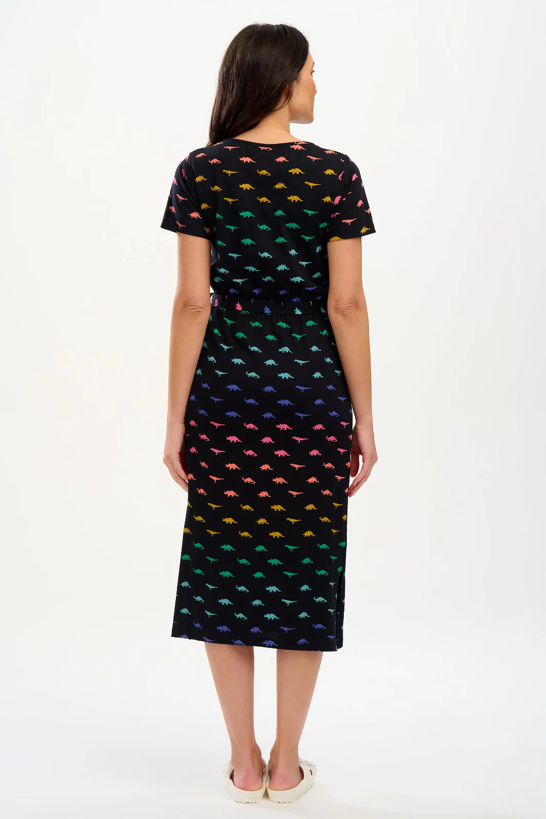 Flissy Jersey Midi Dress - Black, Jurassic Jive Rainbow - Image 4
