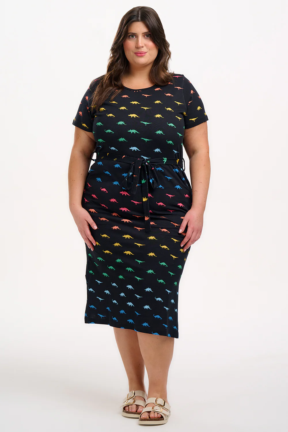 Flissy Jersey Midi Dress - Black, Jurassic Jive Rainbow - Image 5