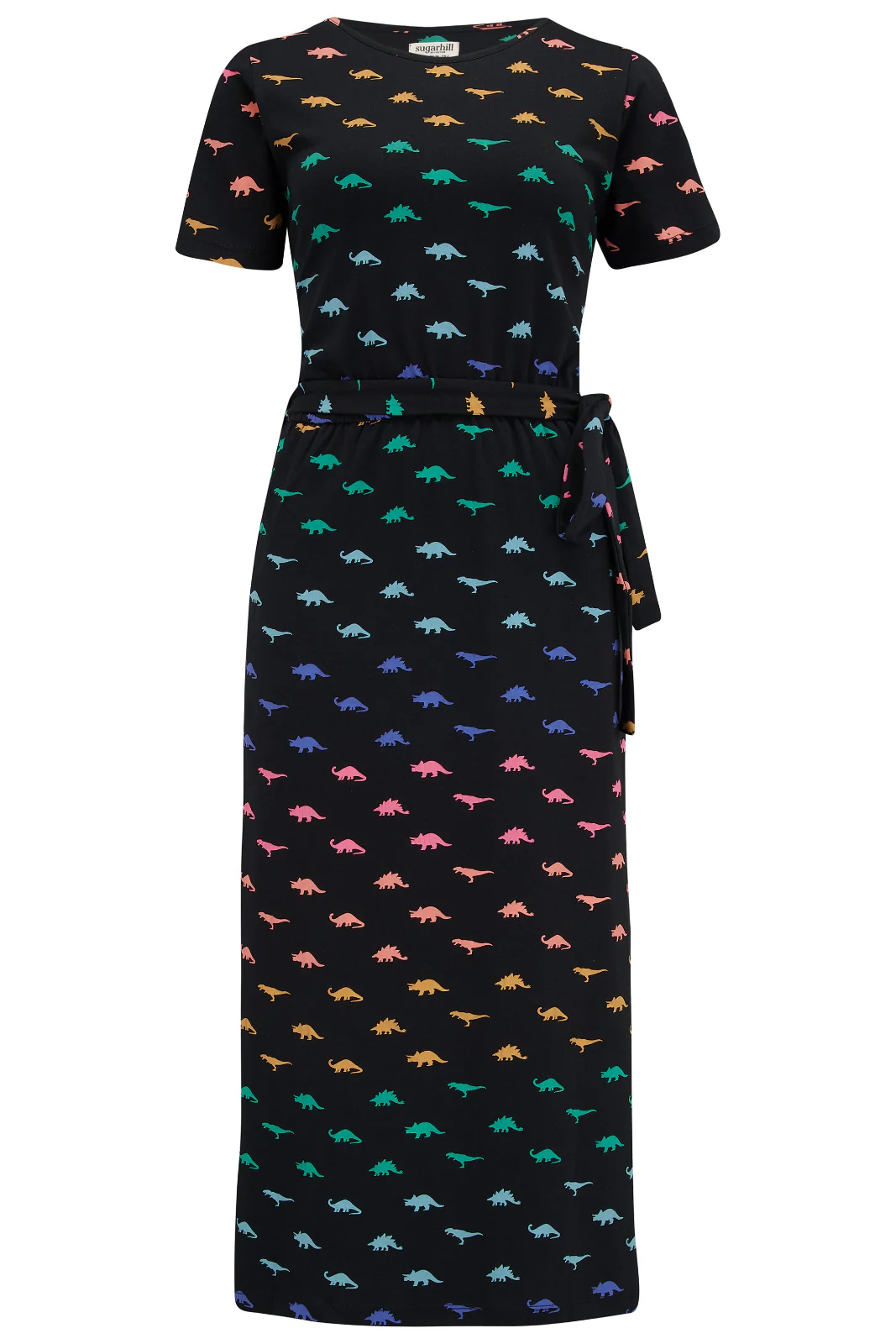 Flissy Jersey Midi Dress - Black, Jurassic Jive Rainbow - Image 7
