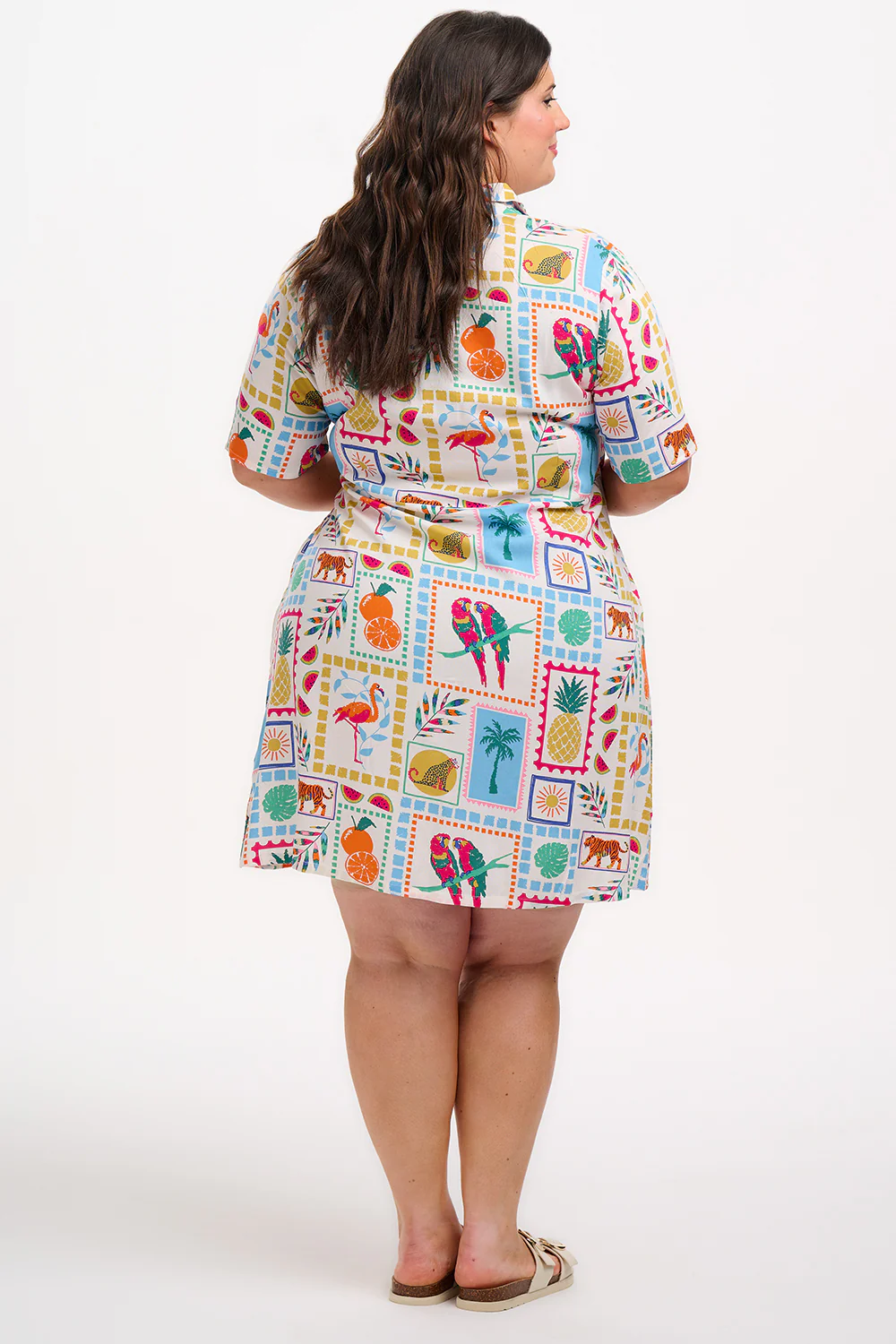 Dessie Mini Shirt Dress - Off-White, Jungle Tile - Image 4
