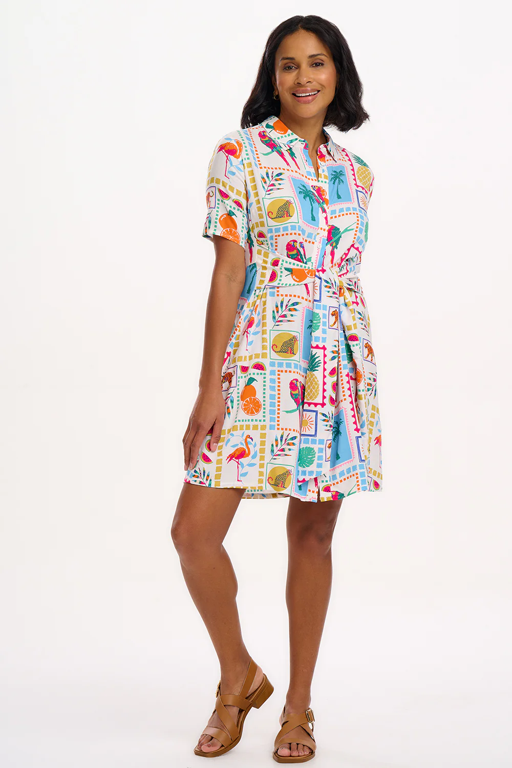 Dessie Mini Shirt Dress - Off-White, Jungle Tile - Image 5