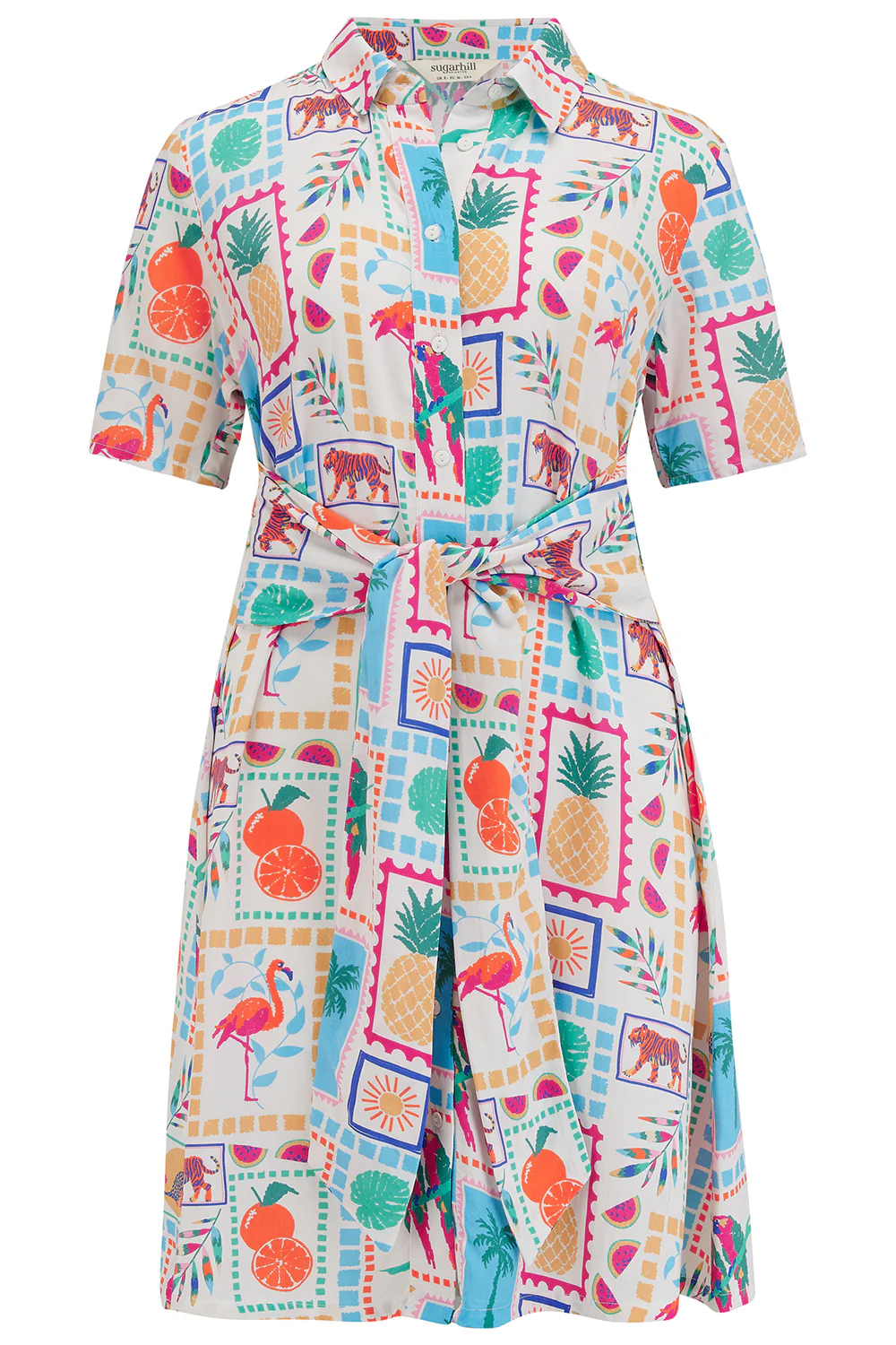 Dessie Mini Shirt Dress - Off-White, Jungle Tile - Image 7