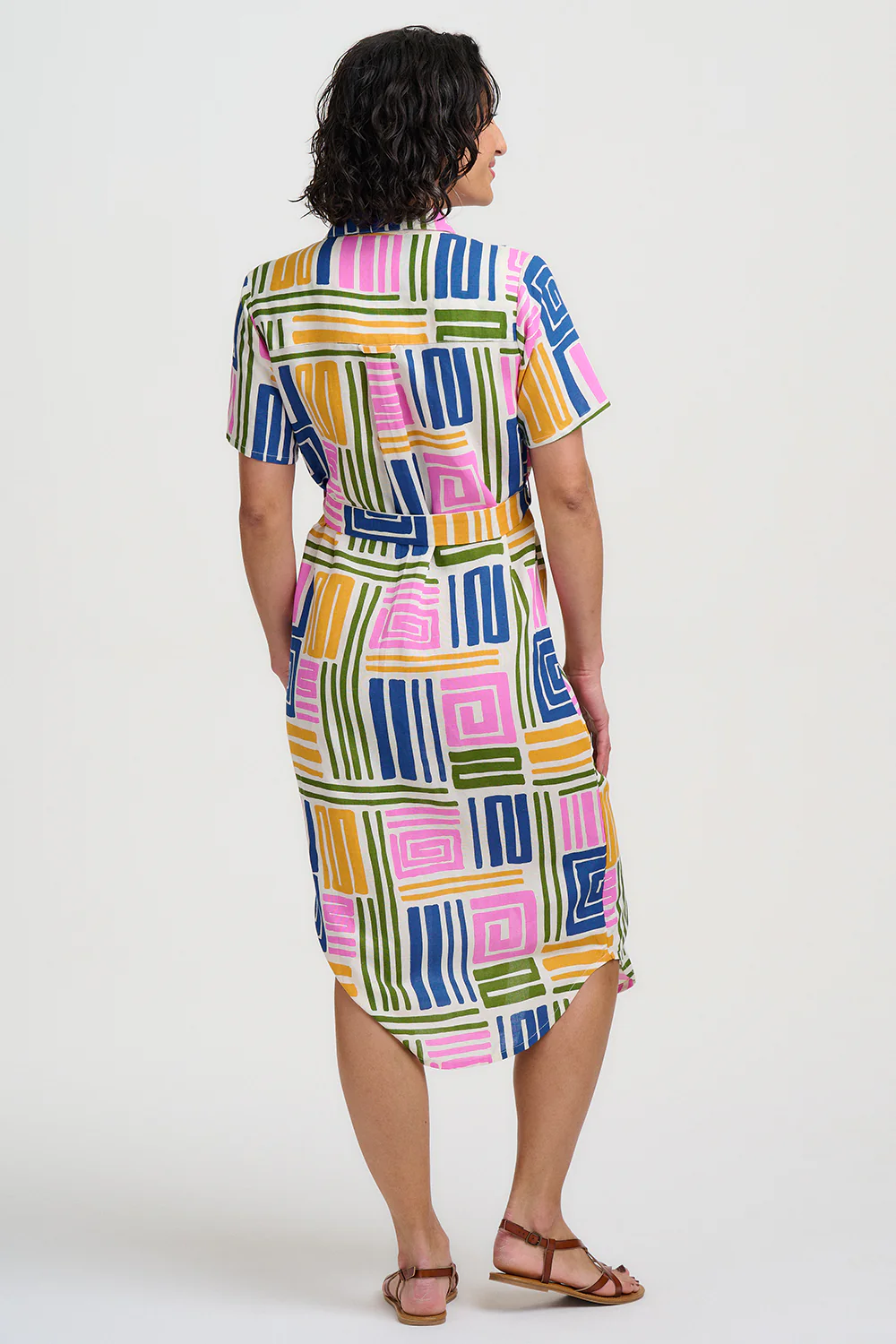 Dorothy Midi Shirt Dress - Multi, Painted Maze - Image 6